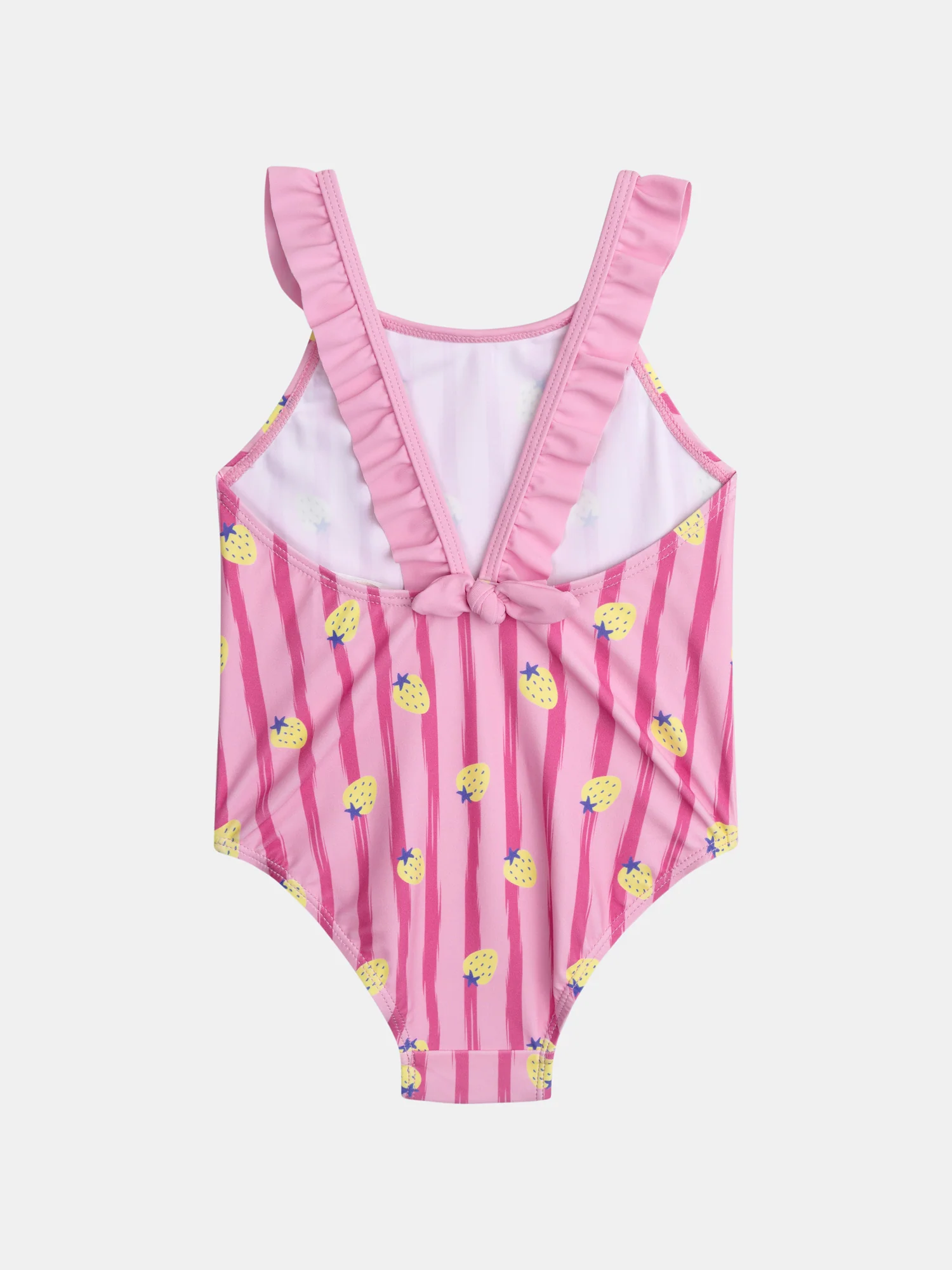 Maillot de bain 1 pièce imprimé fraises à rayures roses - Image 4