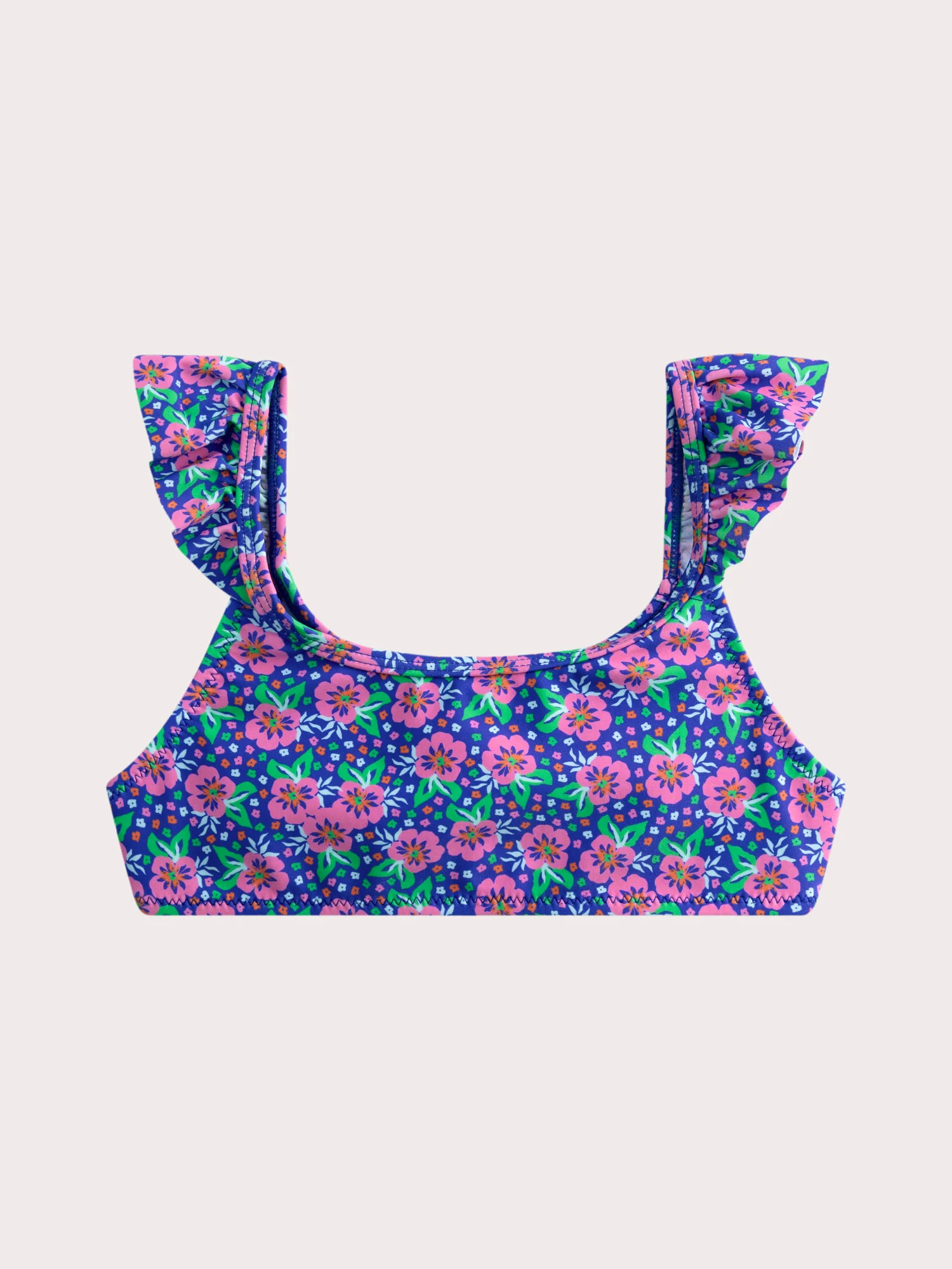 Maillot de bain 2 pieces bleu imprimé fleuri pour fille - Image 2