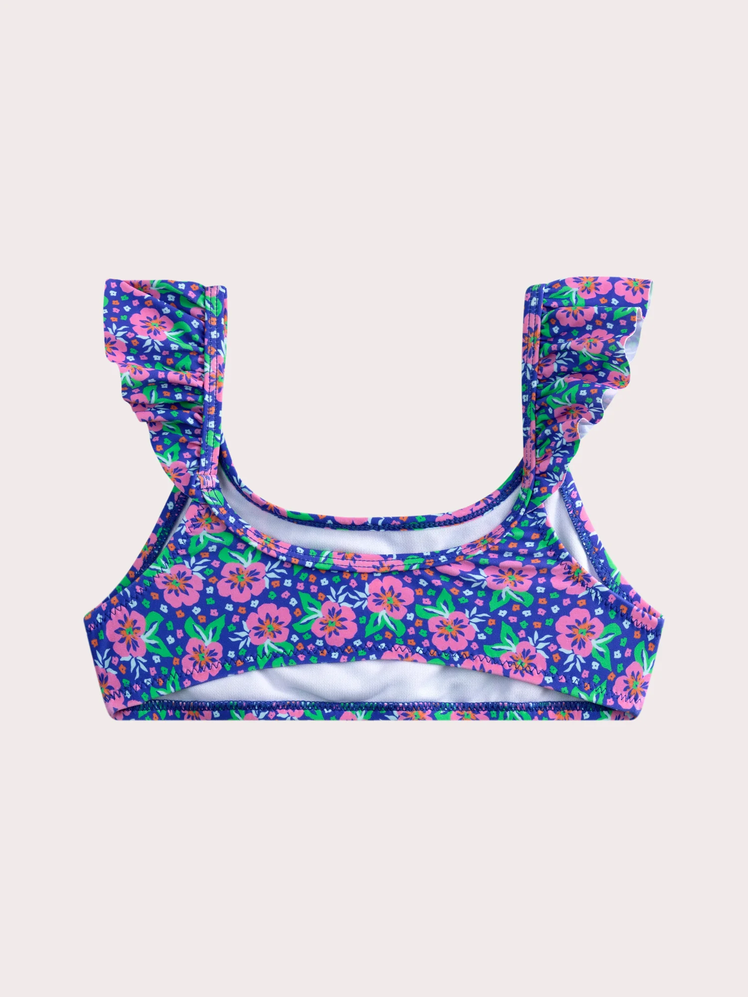 Maillot de bain 2 pieces bleu imprimé fleuri pour fille - Image 3
