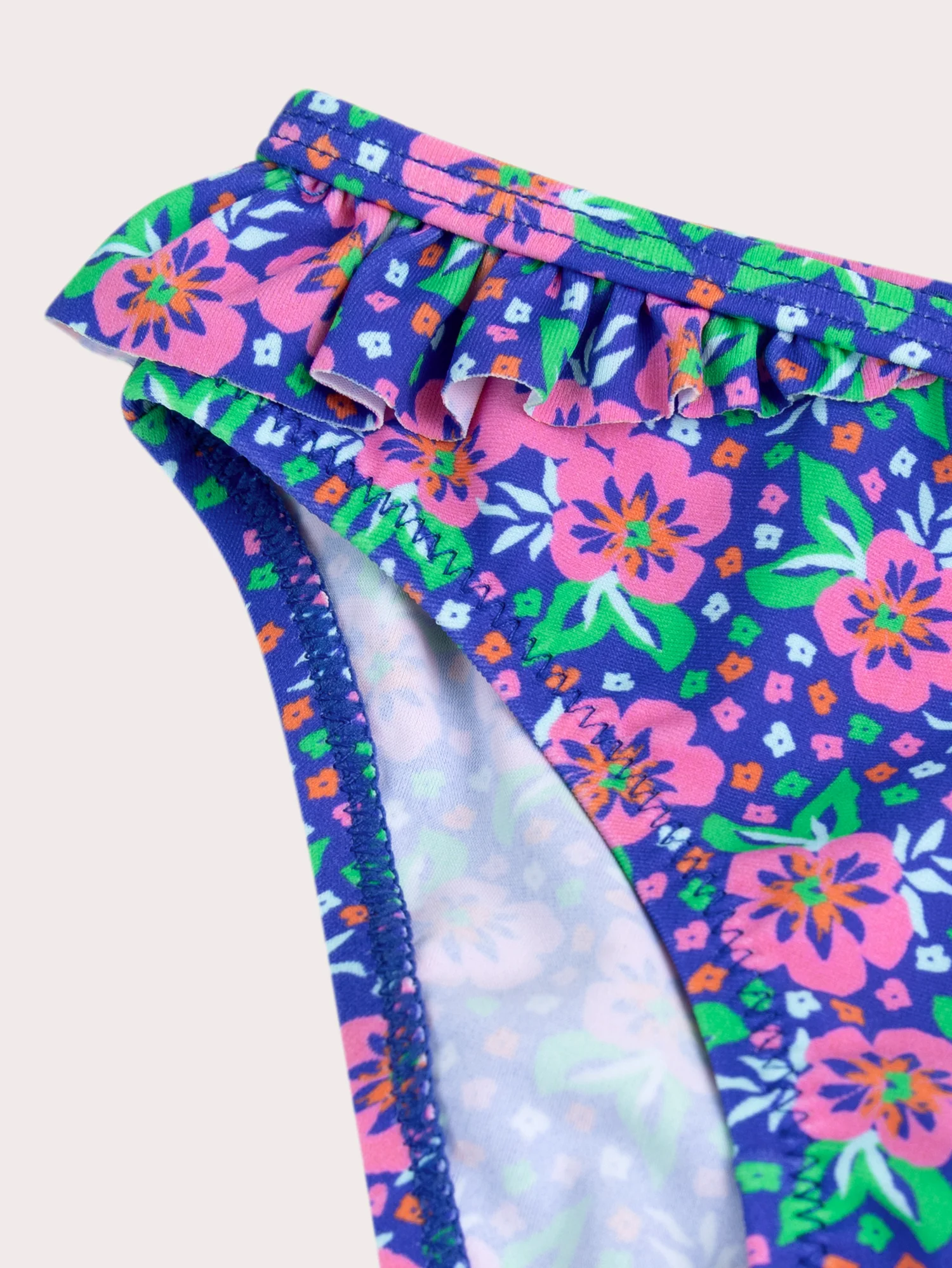 Maillot de bain 2 pieces bleu imprimé fleuri pour fille - Image 7