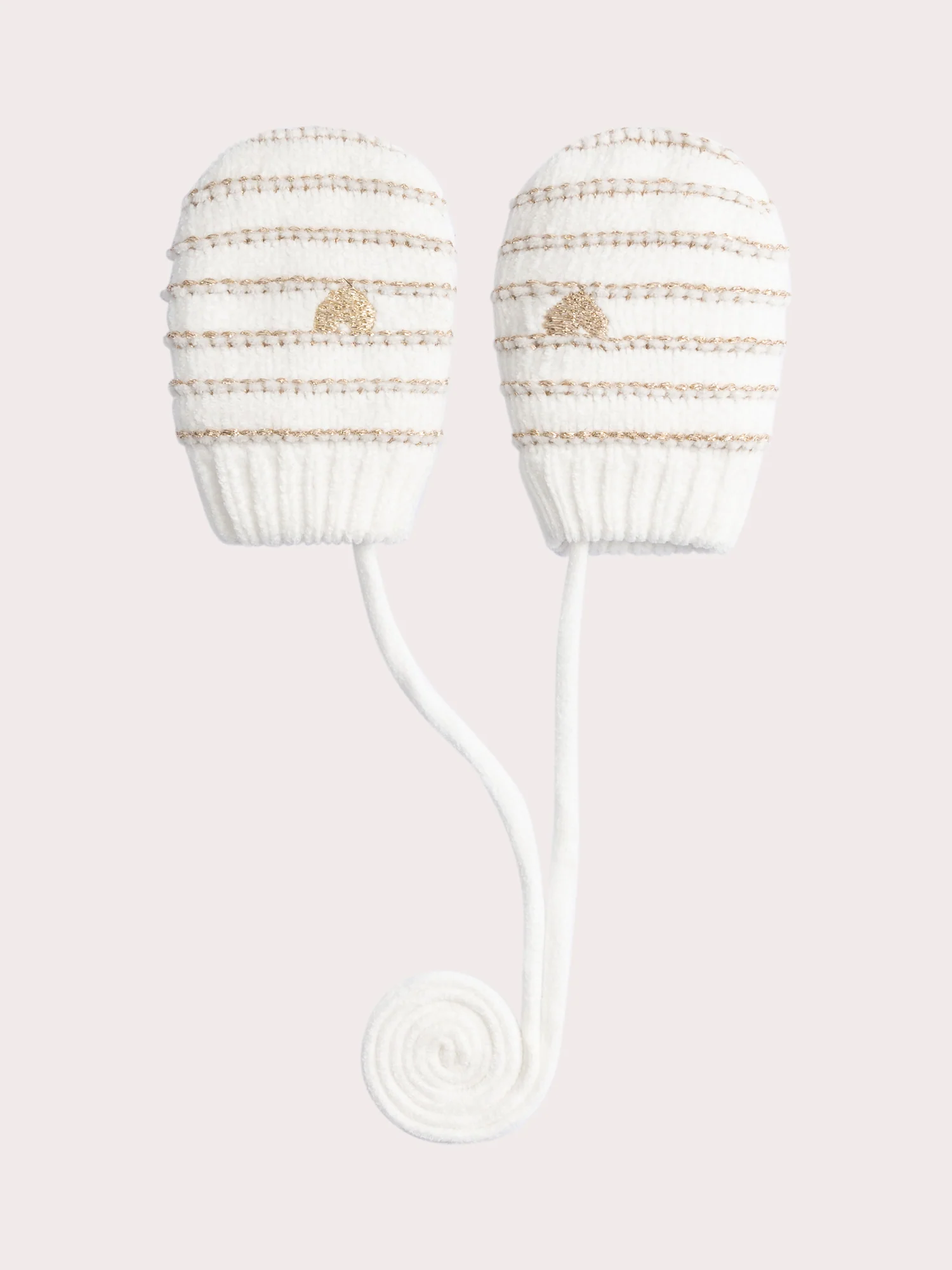 Mouffles rayées dorées pour bébé fille