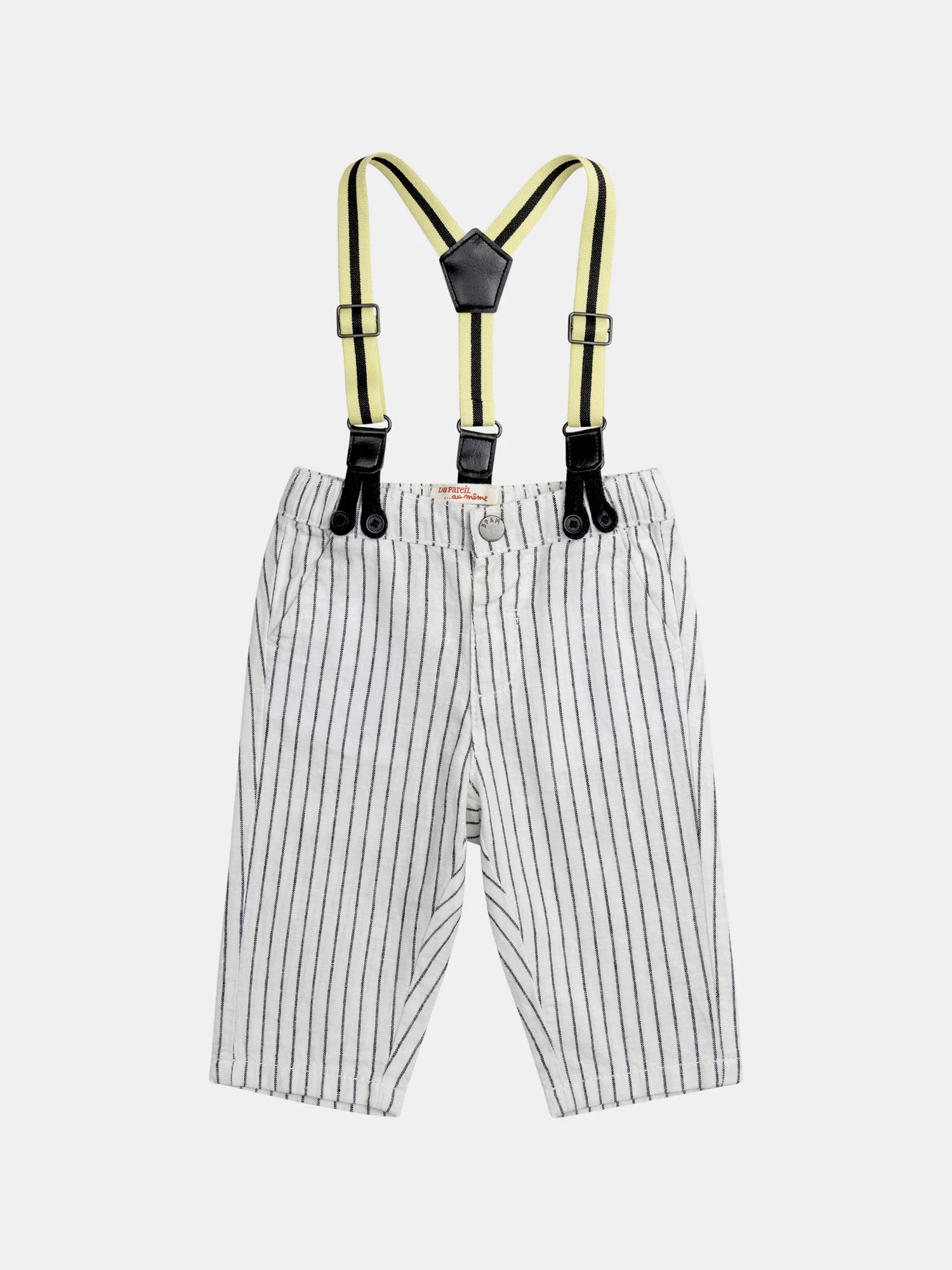 Pantalon à rayures avec bretelles amovibles pour bébé garçon