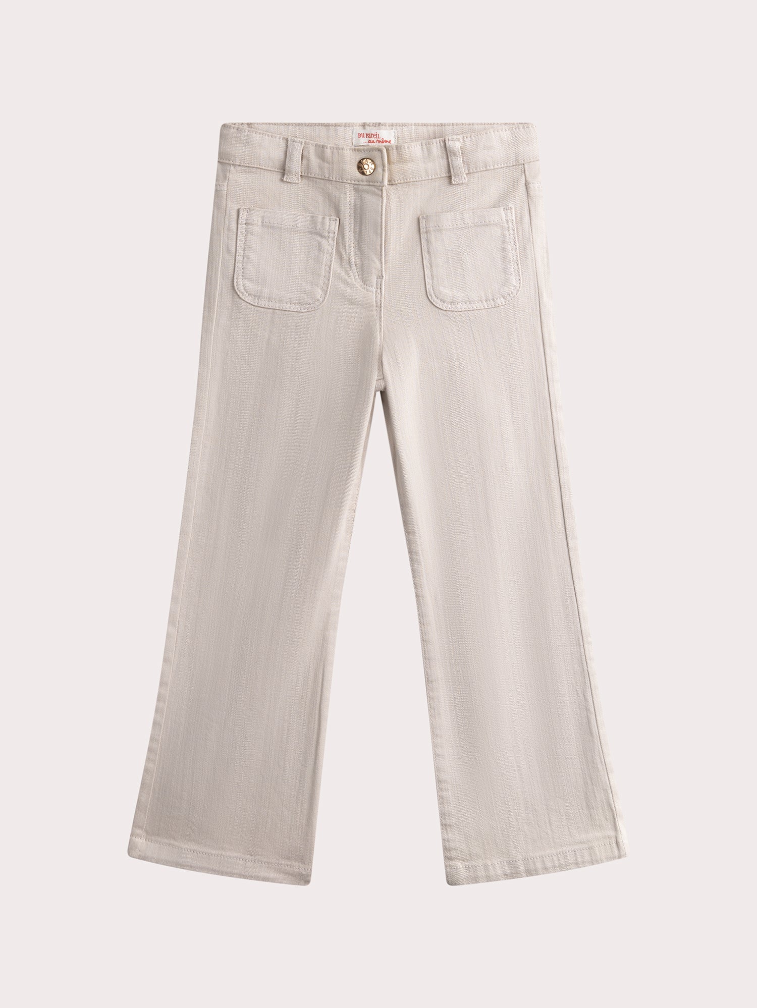 Pantalon beige évasé en toile