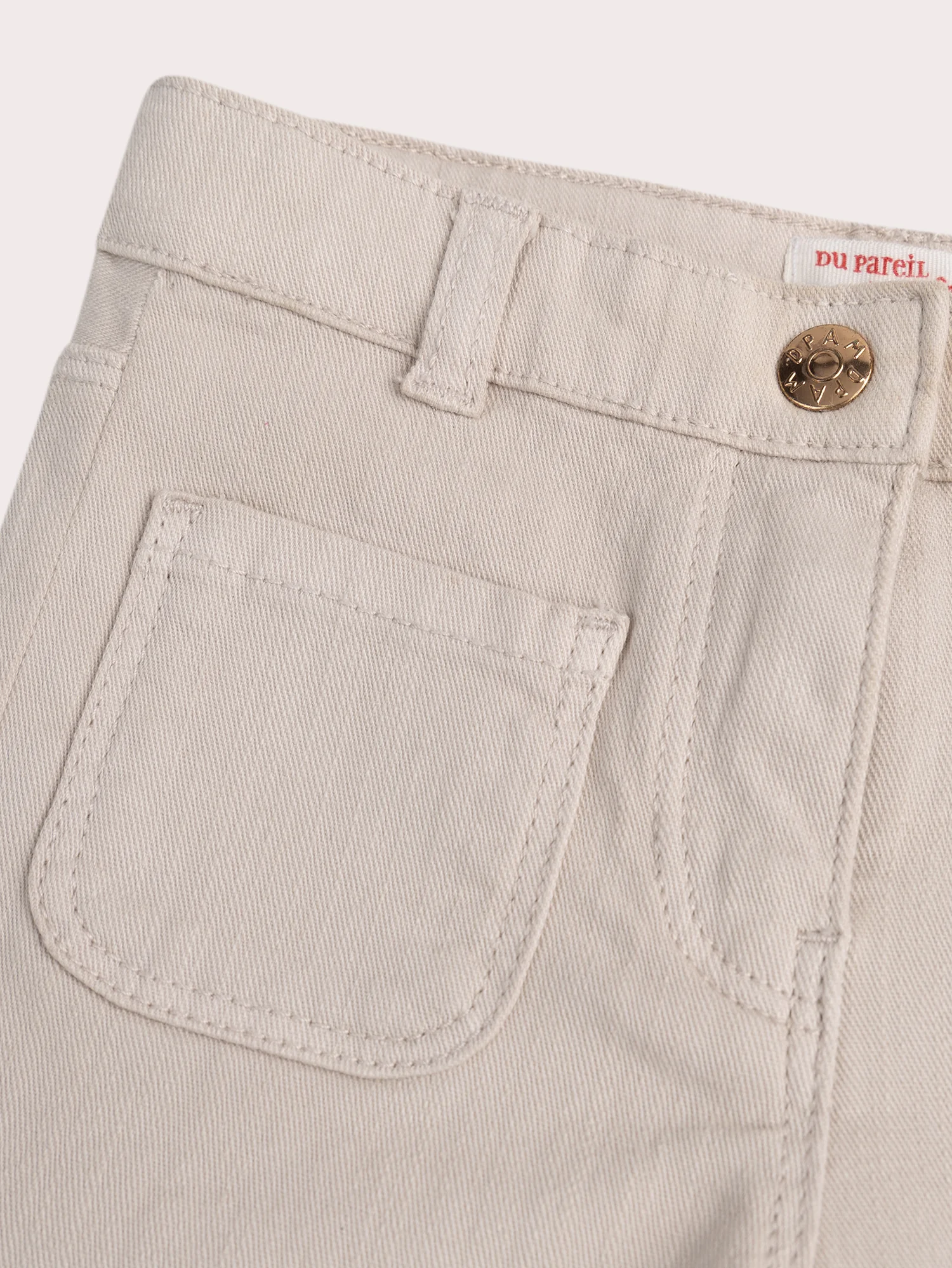 Pantalon beige évasé en toile - Image 2