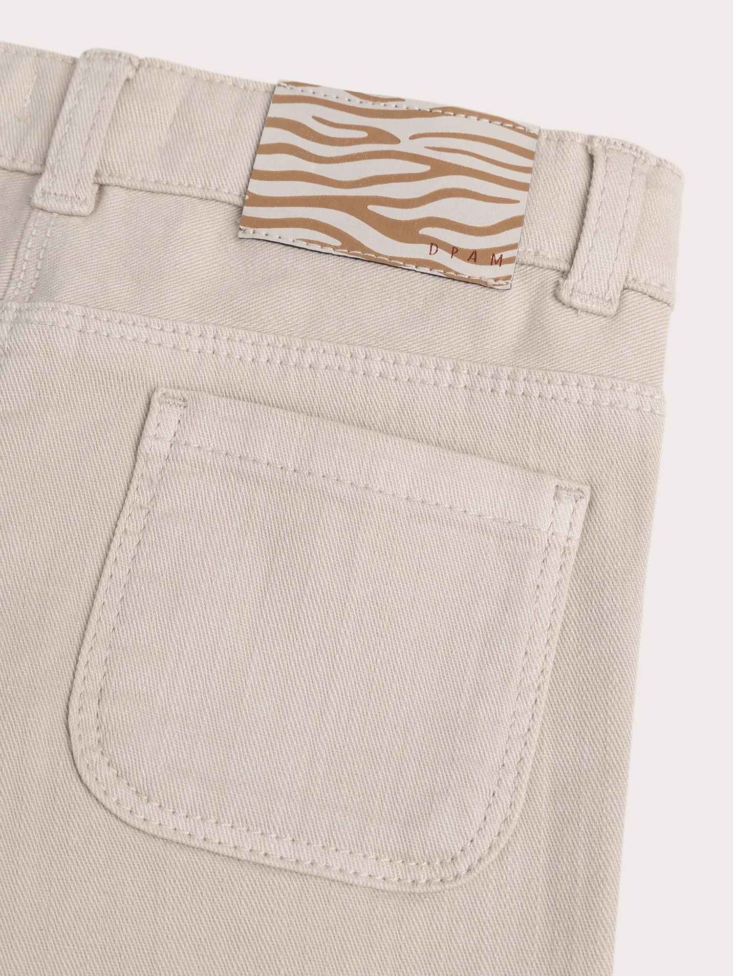 Pantalon beige évasé en toile - Image 3