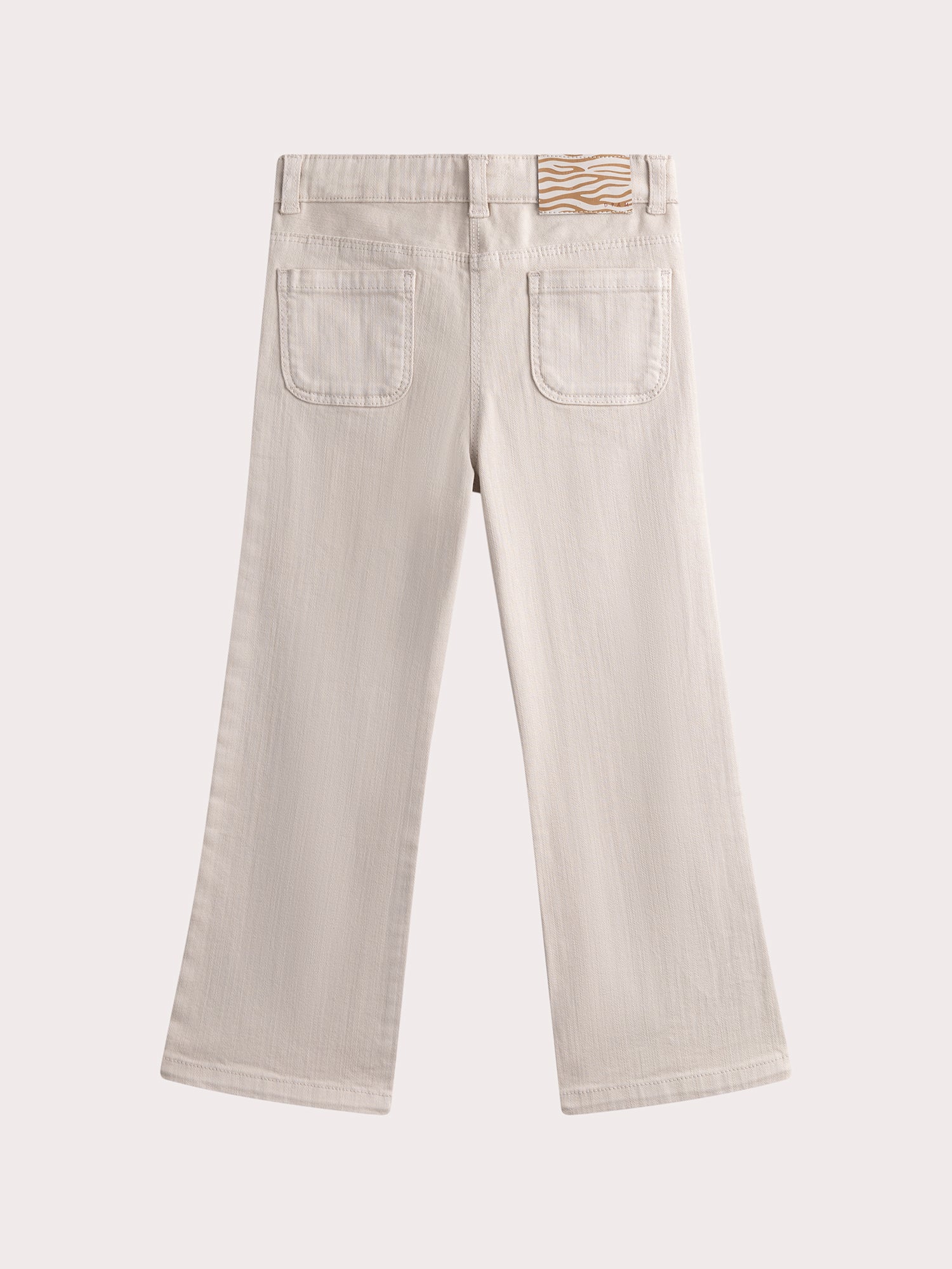 Pantalon beige évasé en toile - Image 4