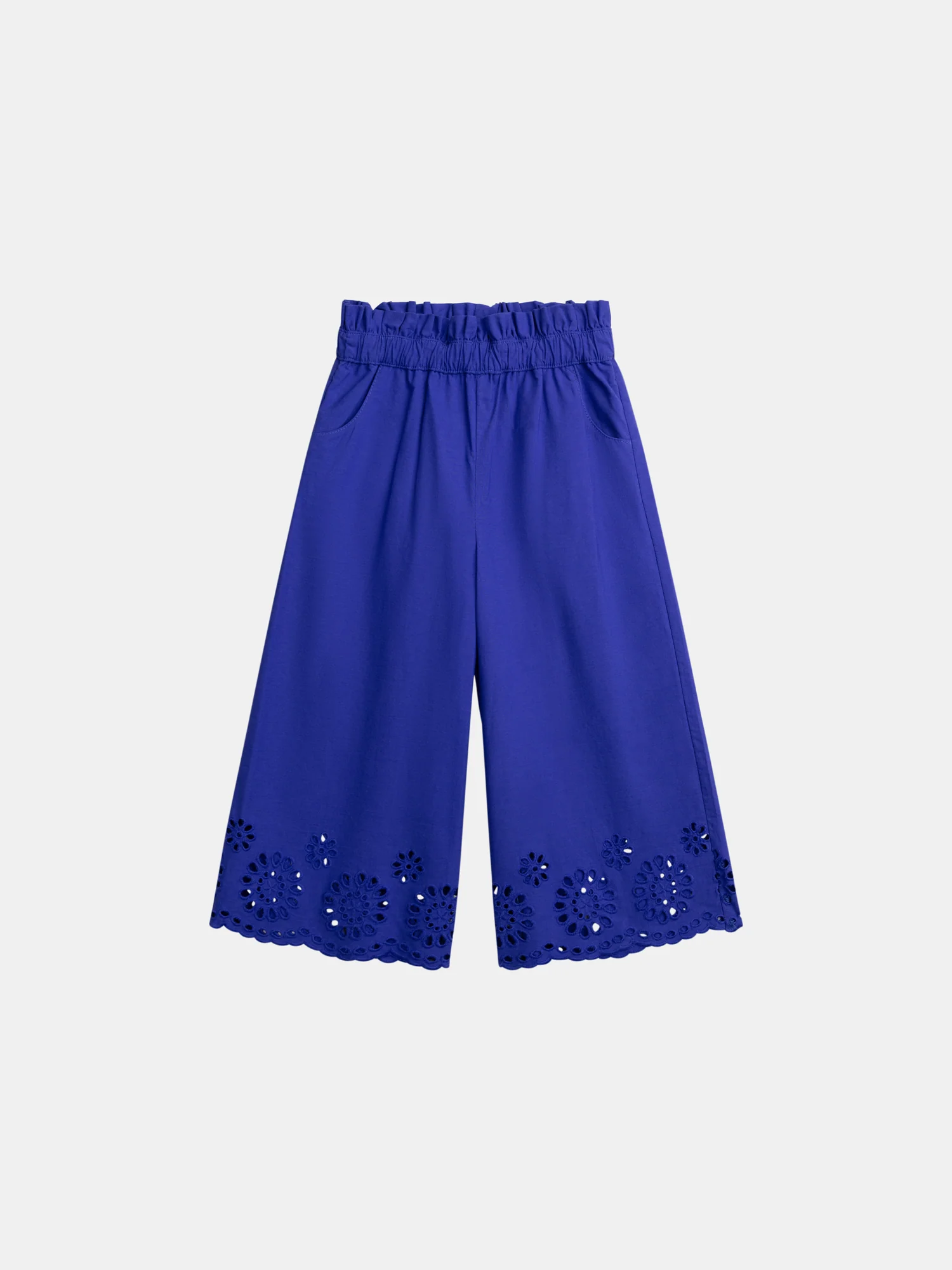 Pantalon bleu à broderie anglaise pour fille