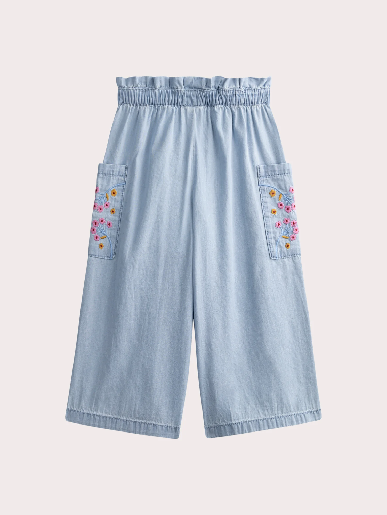 Pantalon brodé en denim léger bleu clair - Image 4