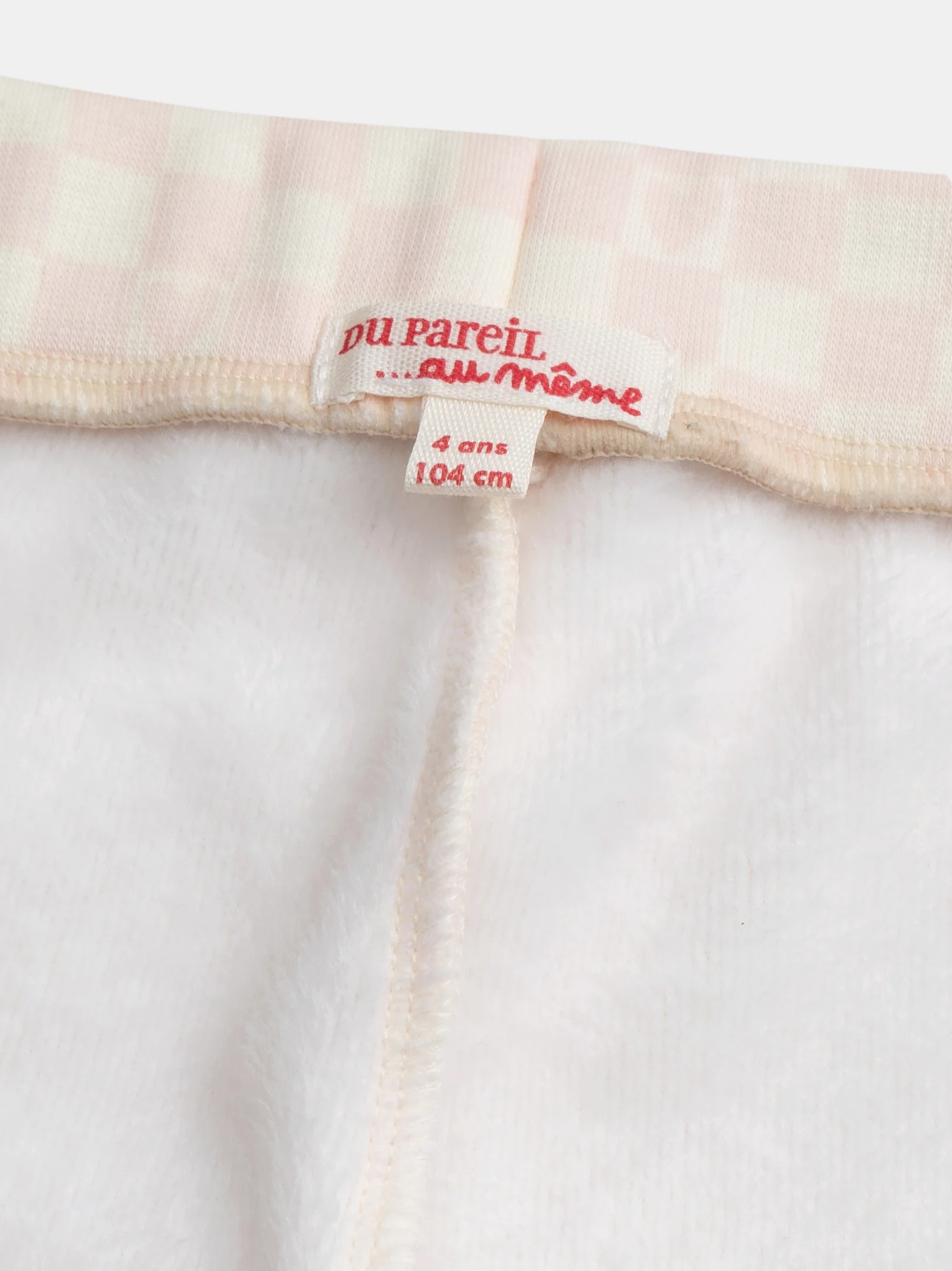 Pantalon doublé chaud à damier rose et écru pour fille - Image 7