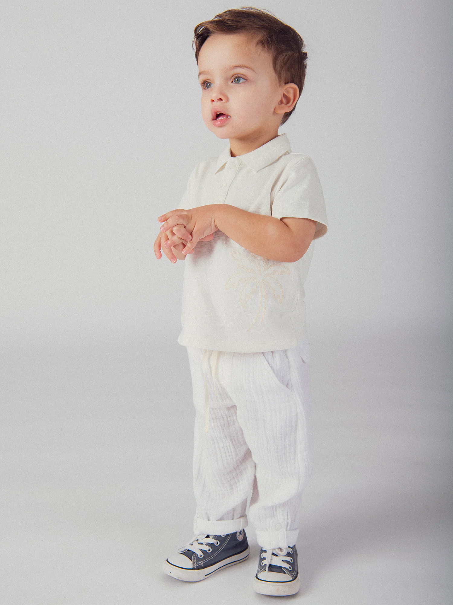 Pantalon écru avec revers ajustables pour bébé garçon - Image 2