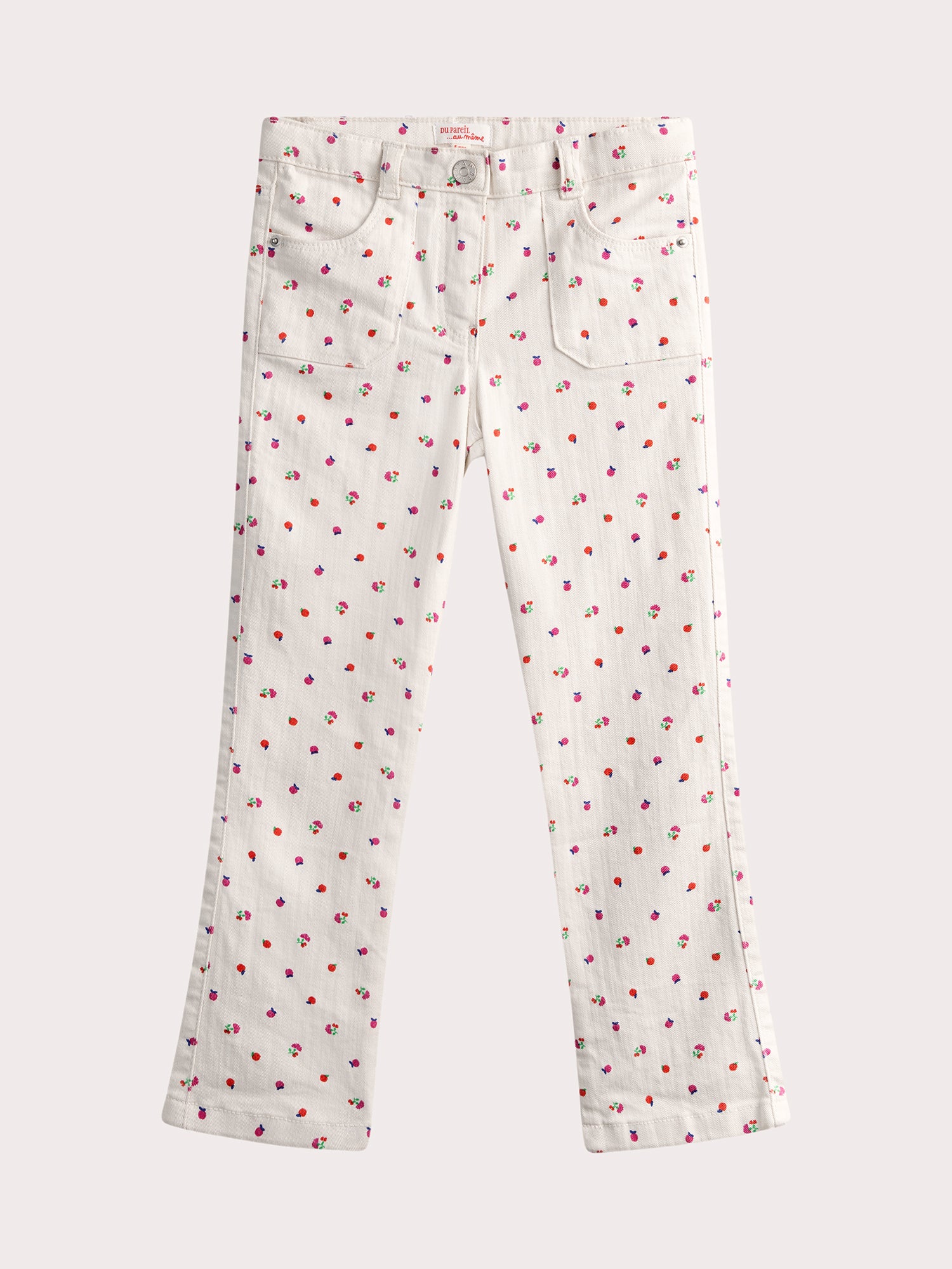Pantalon écru imprimé multicolore