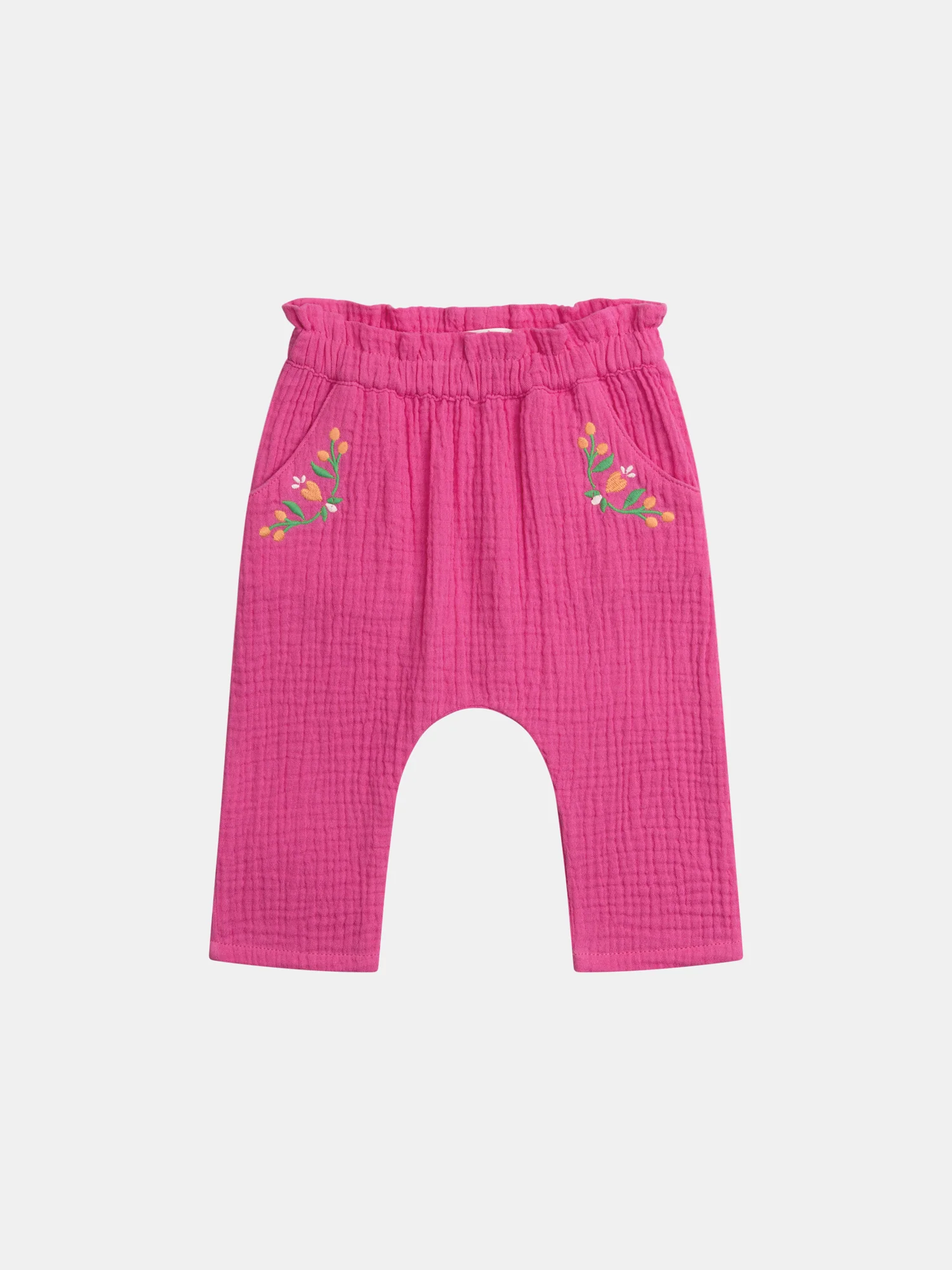Pantalon en double gaze rose passion pour bébé fille
