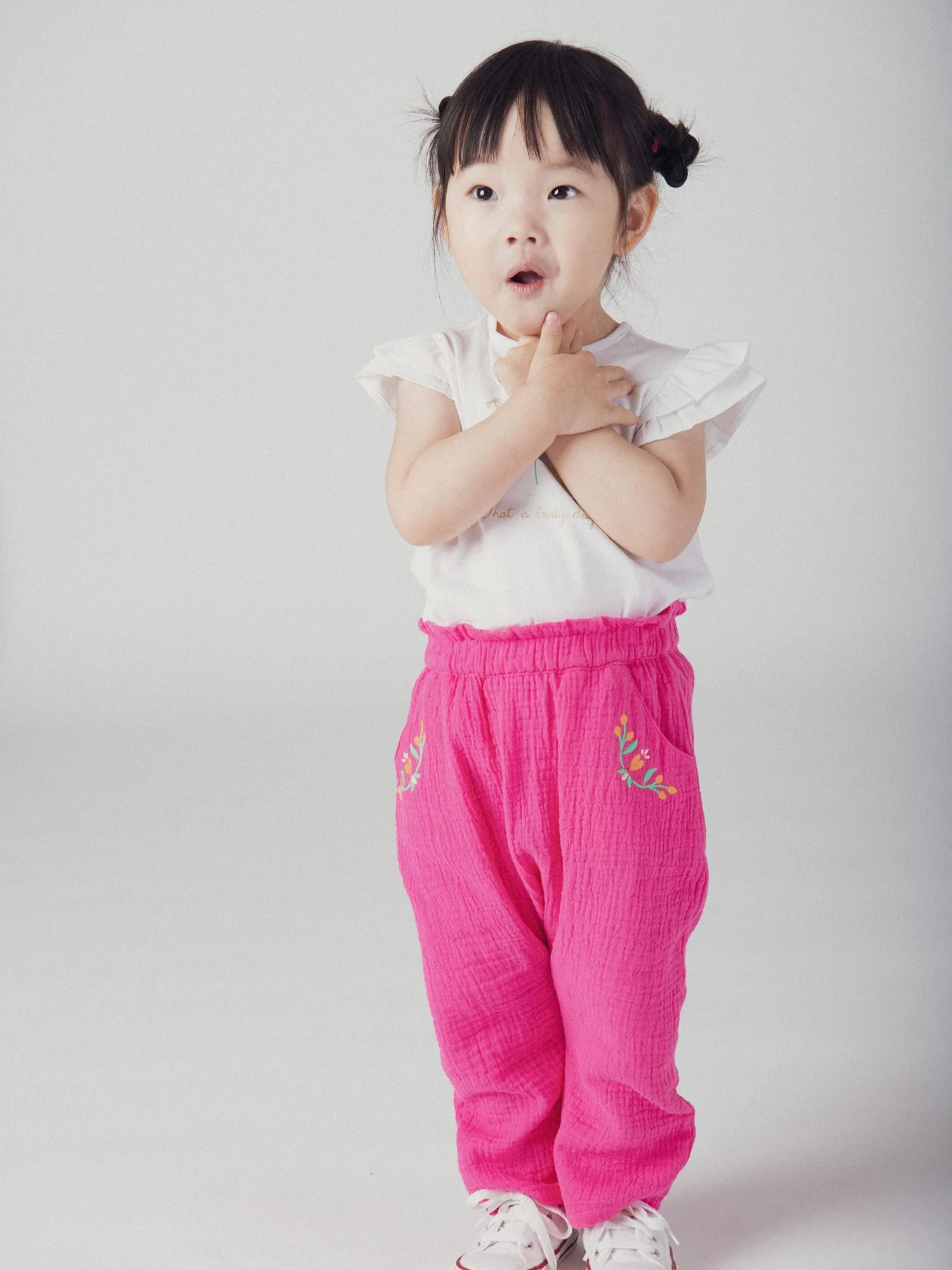 Pantalon en double gaze rose passion pour bébé fille - Image 2