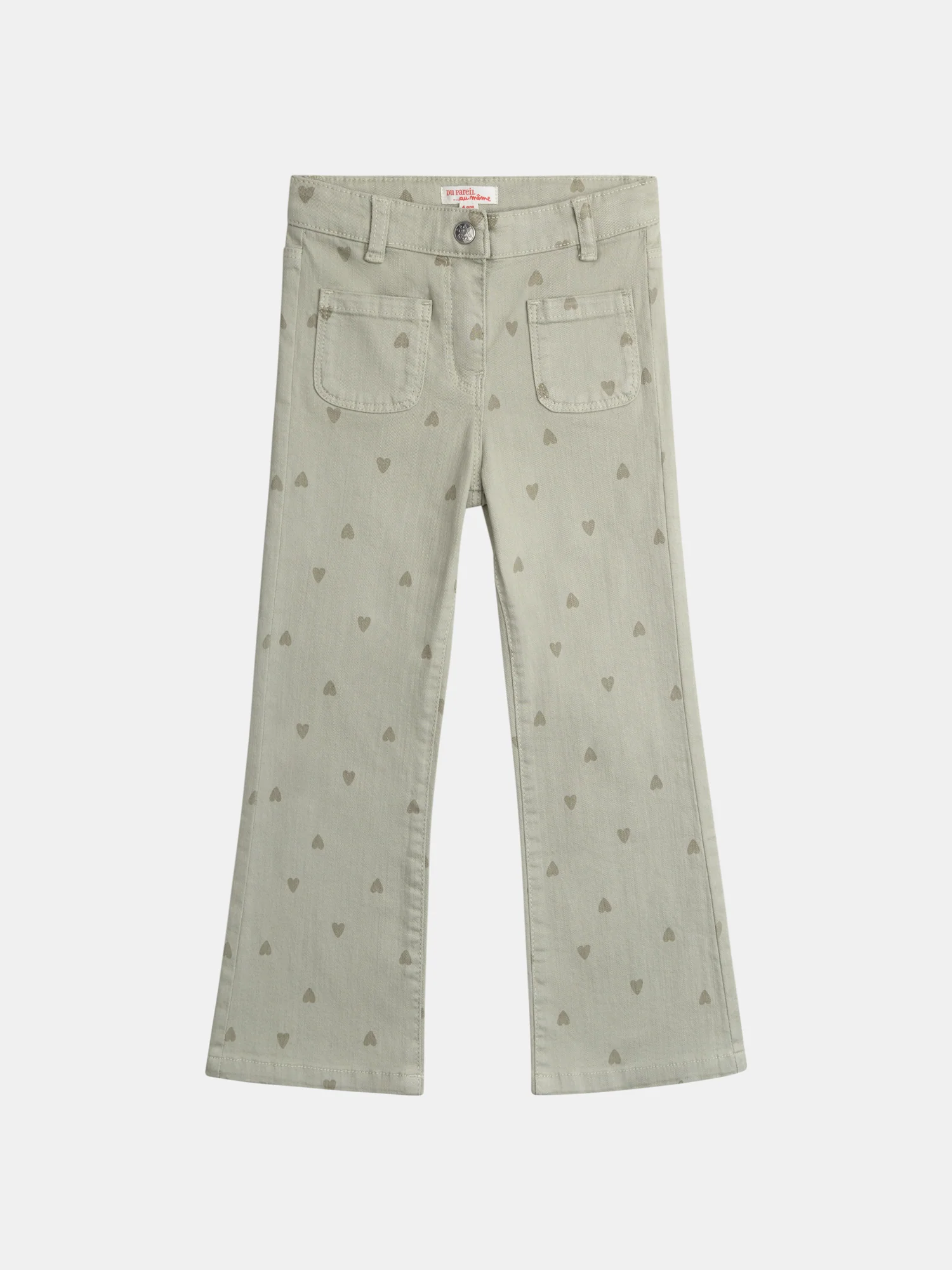 Pantalon kaki imprimé cœur pour fille
