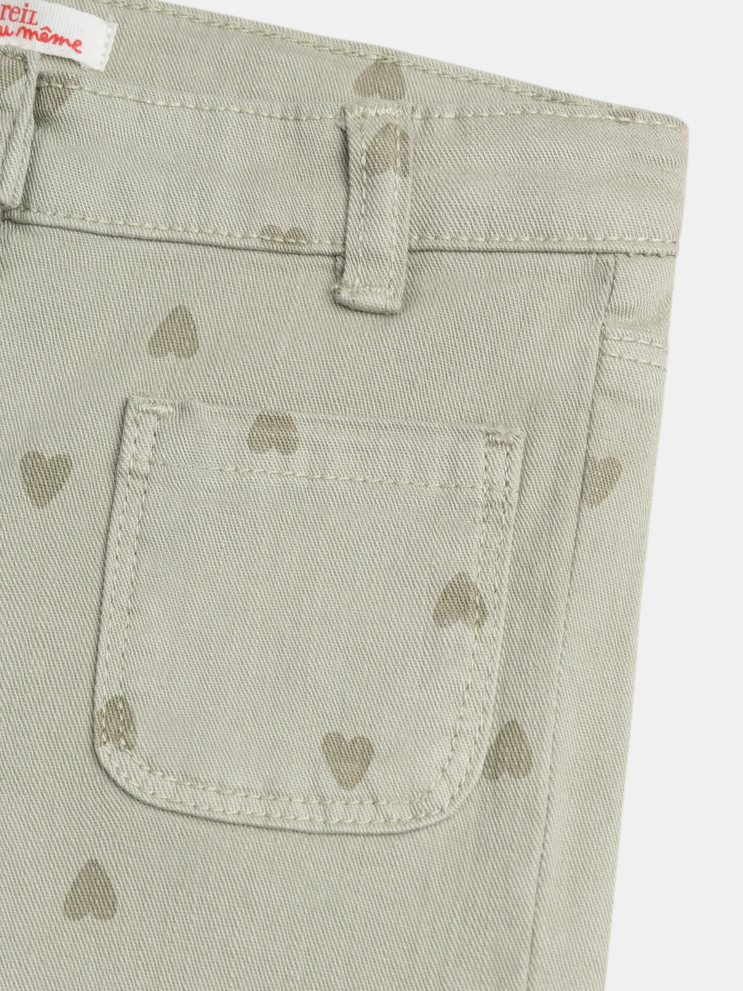 Pantalon kaki imprimé cœur pour fille - Image 2