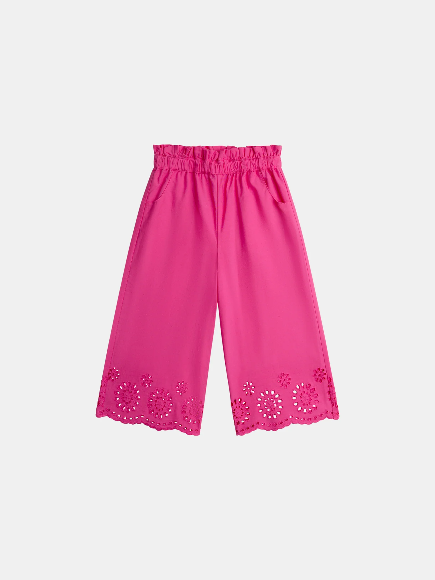 Pantalon rose en broderie anglaise pour fille