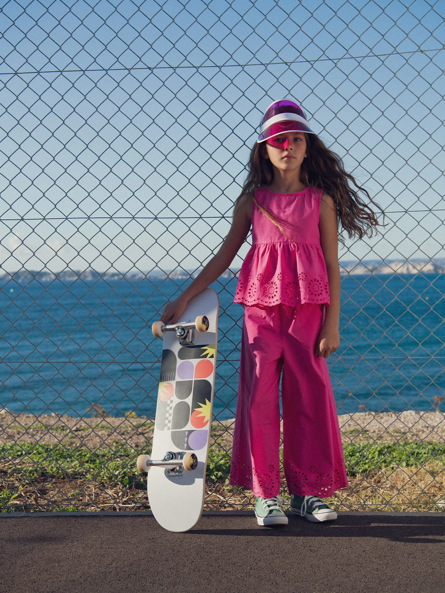Pantalon rose en broderie anglaise pour fille - Image 3