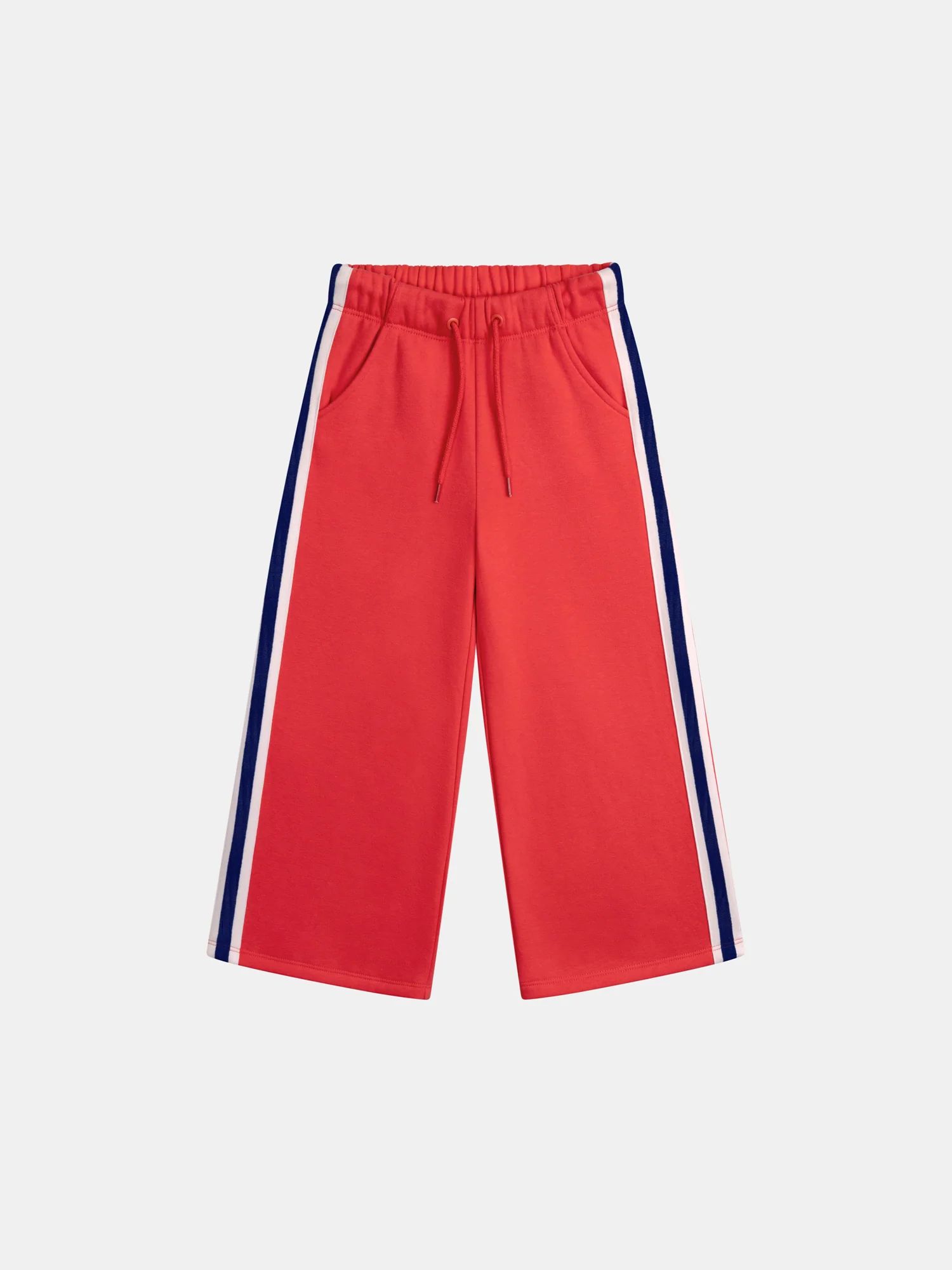 Pantalon rouge en molleton à bandes colorées pour fille