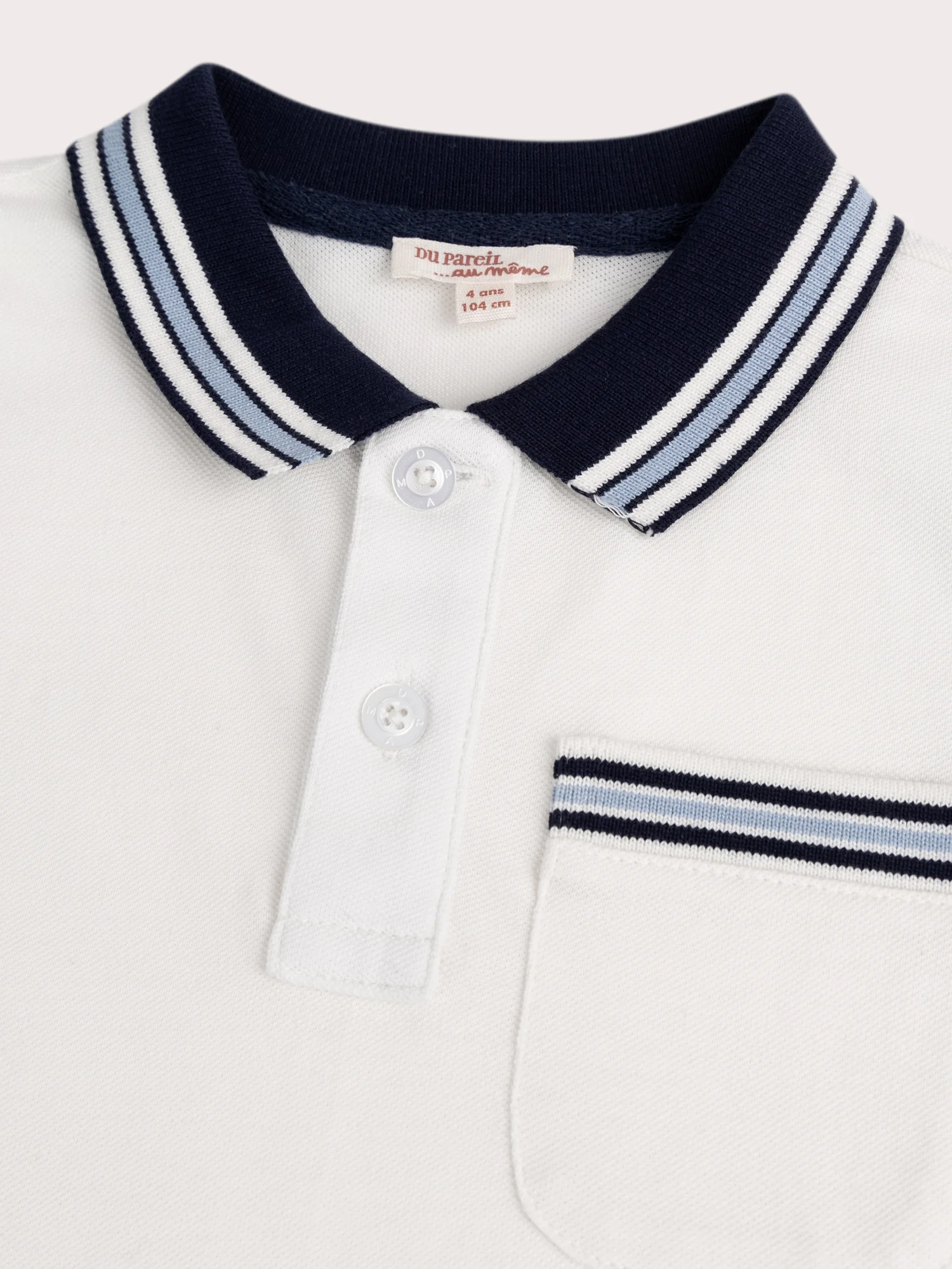Polo à manches courtes blanc et bleu - Image 2