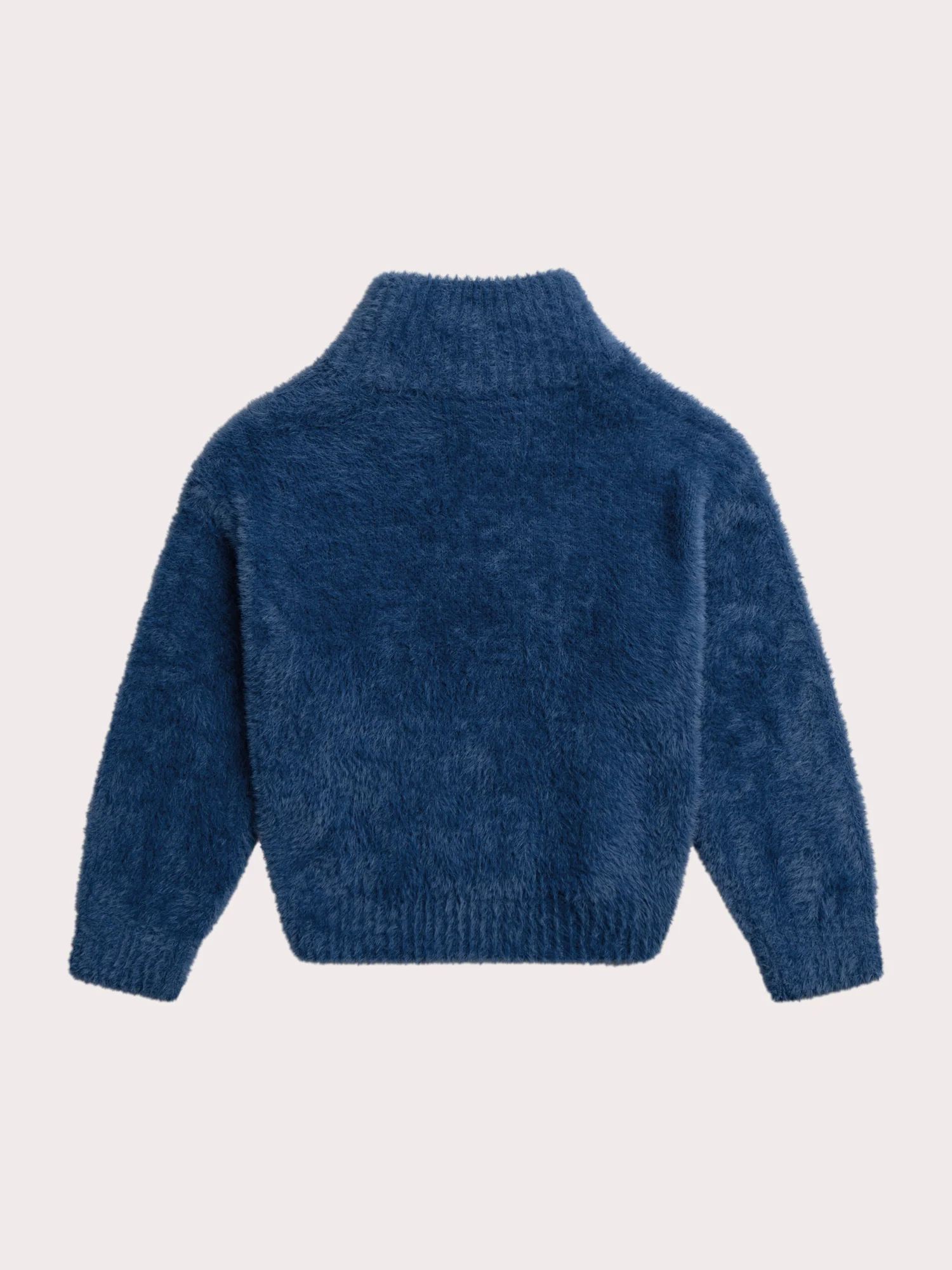Pull bleu en maille plume avec animation biche - Image 4