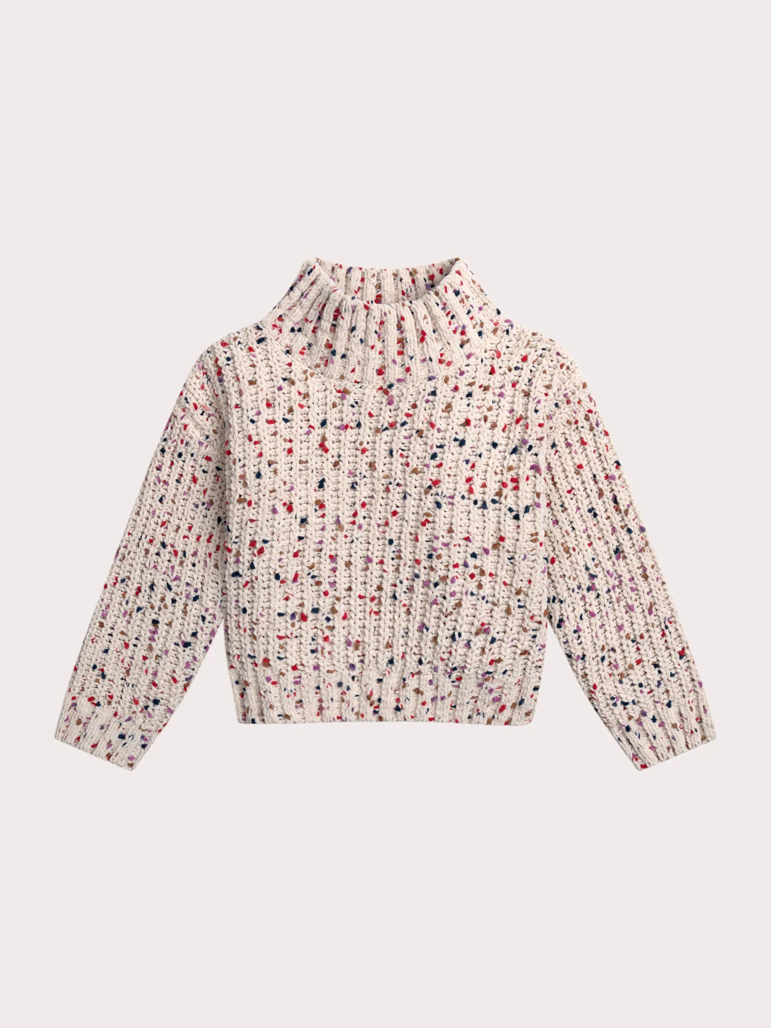 Pull en grosse maille à pois multicolores
