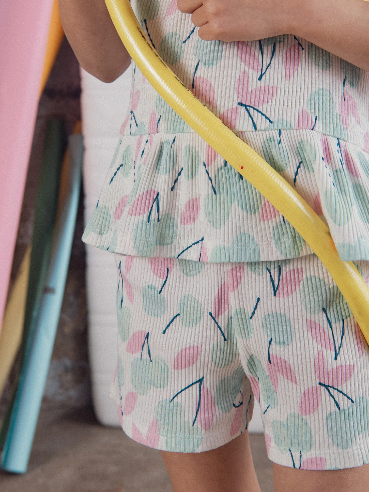 Pyjama court débardeur à imprimé "Cerises Pastel" pour enfant fille - Image 4
