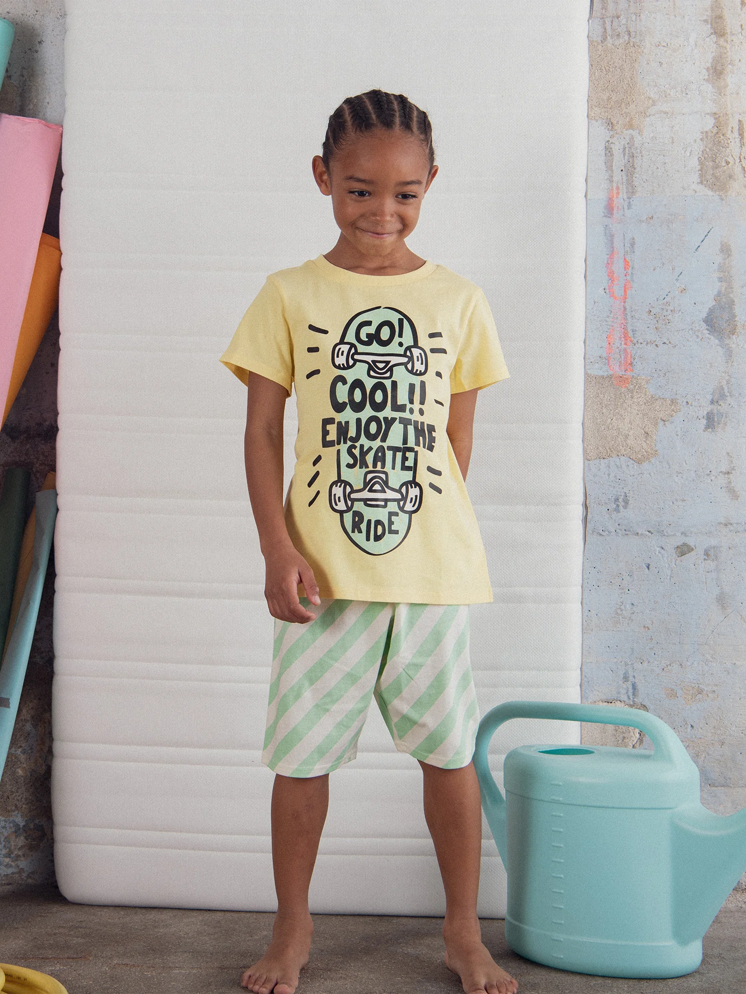 Pyjama court jaune "Enjoy the Skate Ride" pour enfant garçon - Image 3