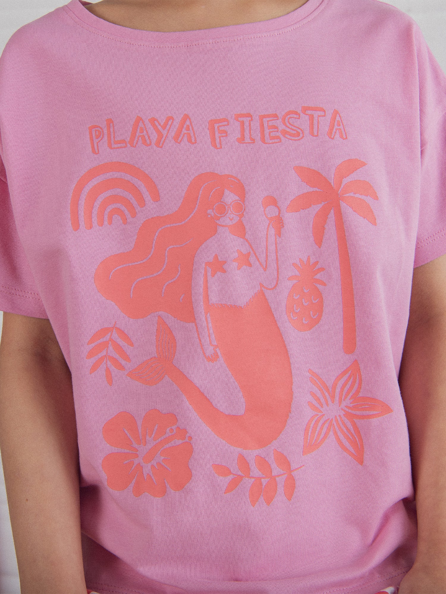 Pyjama court rose avec imprimé "Playa Fiesta" pour enfant fille - Image 3