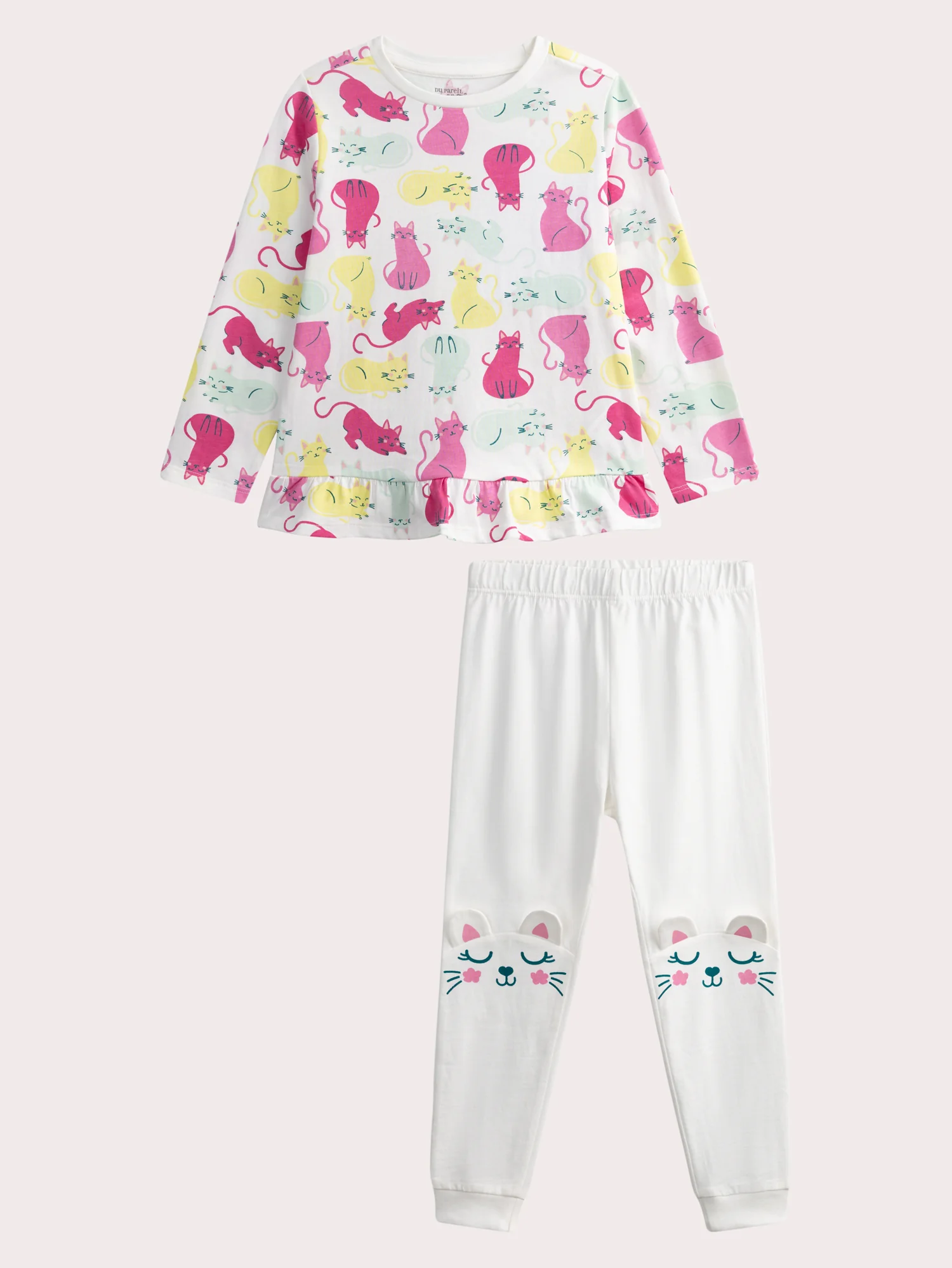 Pyjama écru chat pour enfant fille