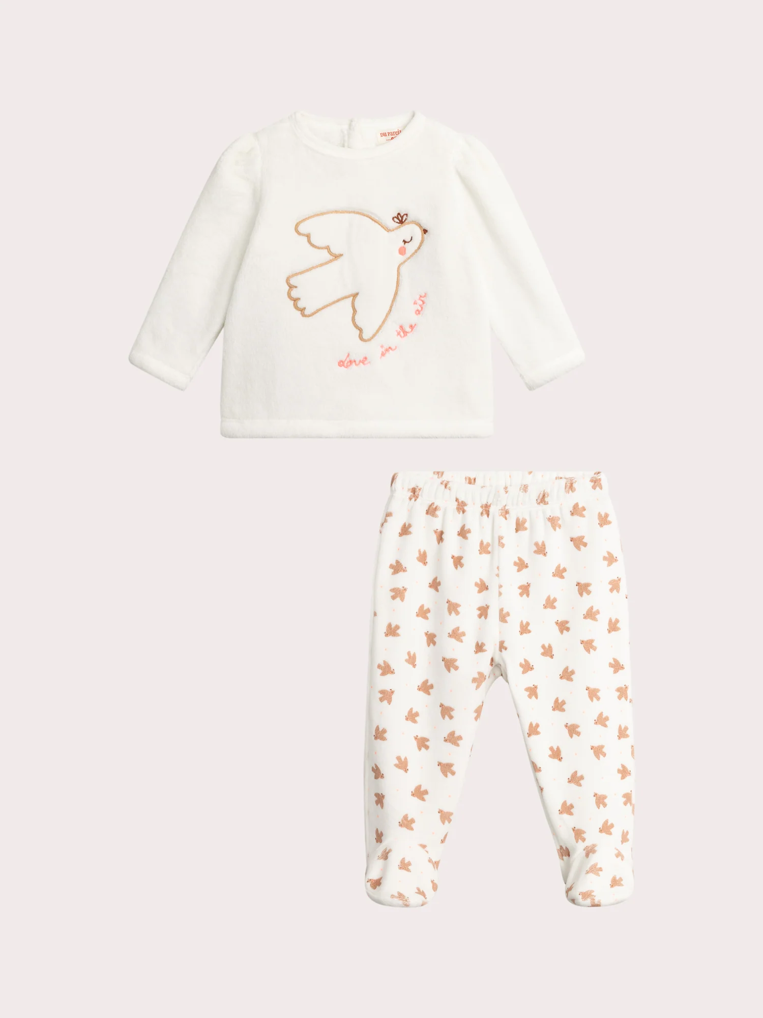 Pyjama écru en polaire pour bébé fille
