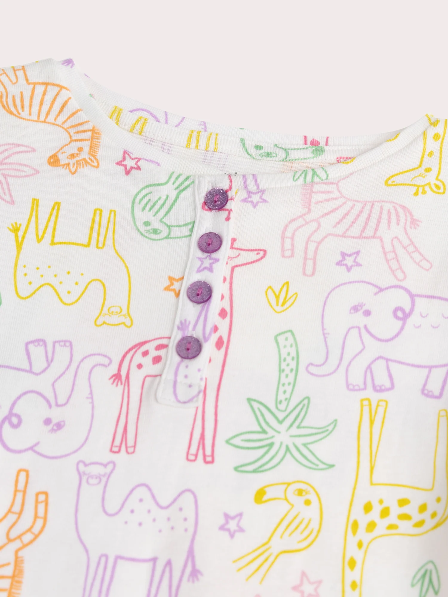 Pyjama écru imprimé animaux pour enfant fille - Image 4