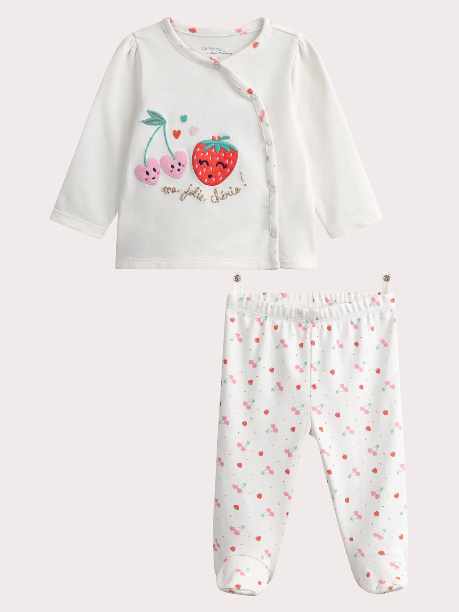 Pyjama écru imprimé fruit pour bébé fille