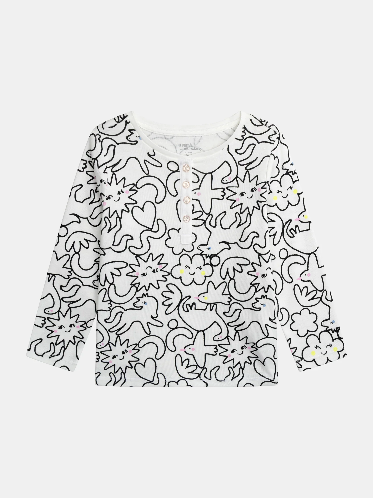 Pyjama écru long avec imprimé intégral "DREAM" pour enfant fille - Image 4