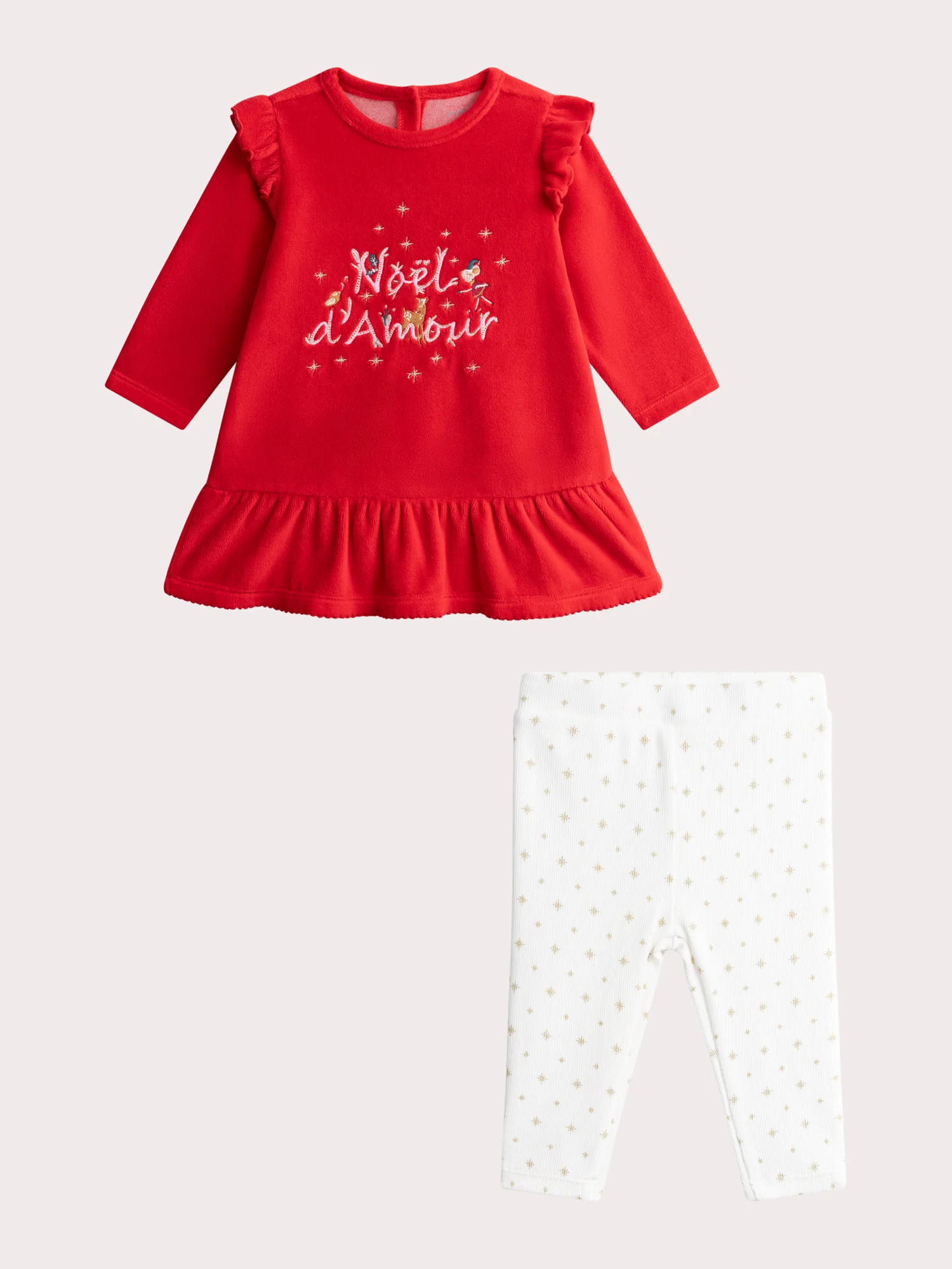 Pyjama en velours theme Noël pour bébé fille