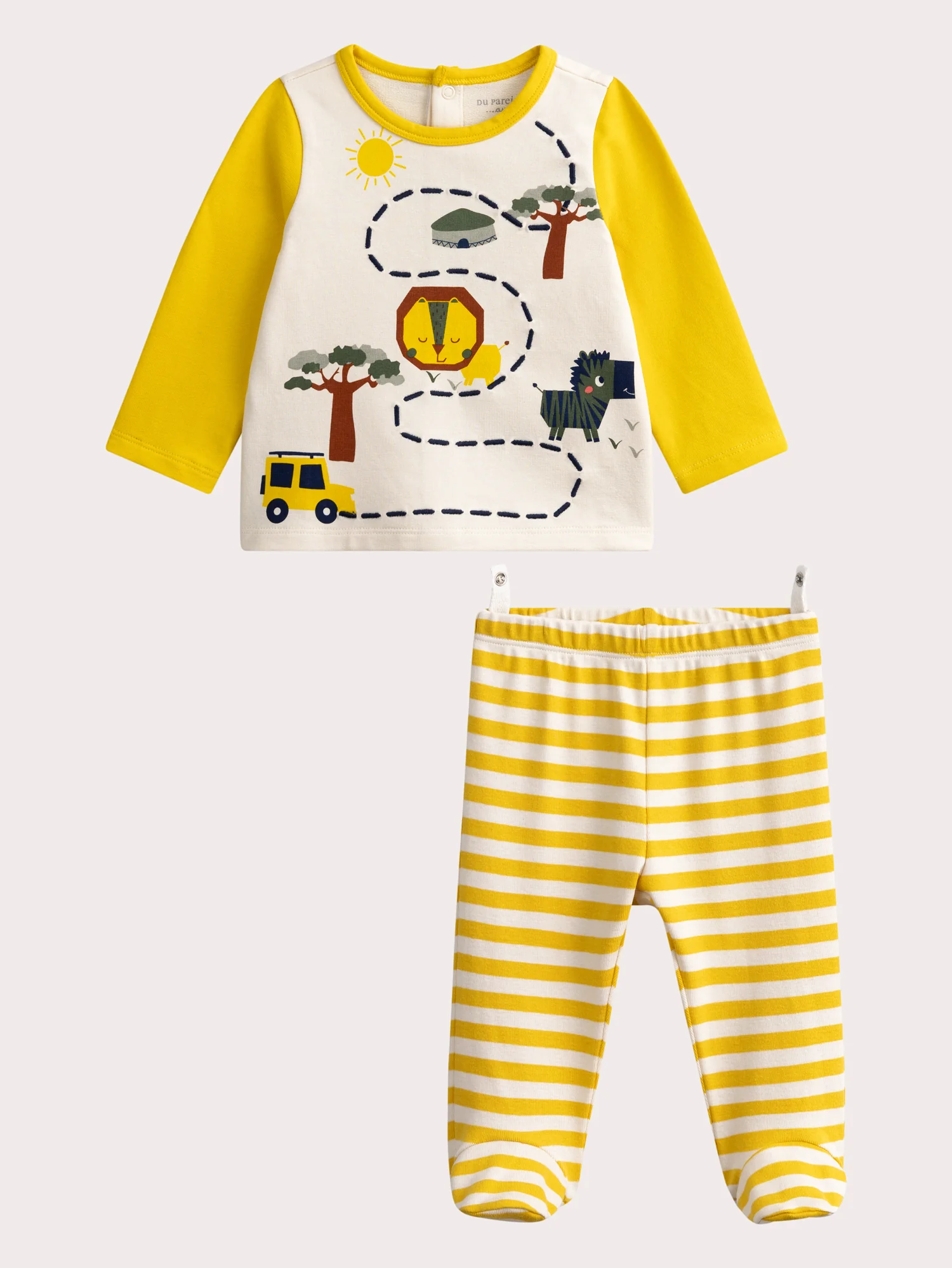 Pyjama jaune et écru pour bébé garçon