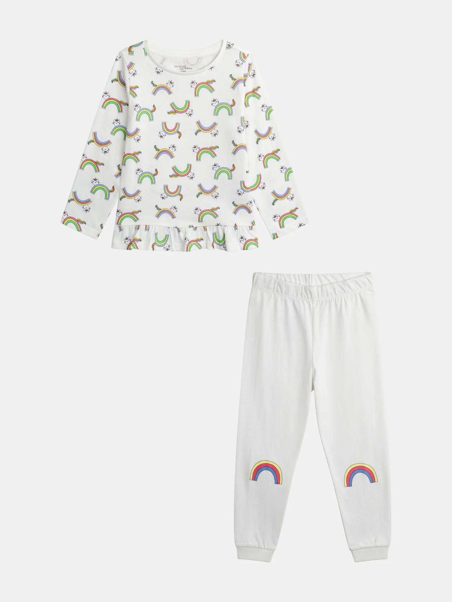 Pyjama long imprimé arc-en-ciel pour enfant fille
