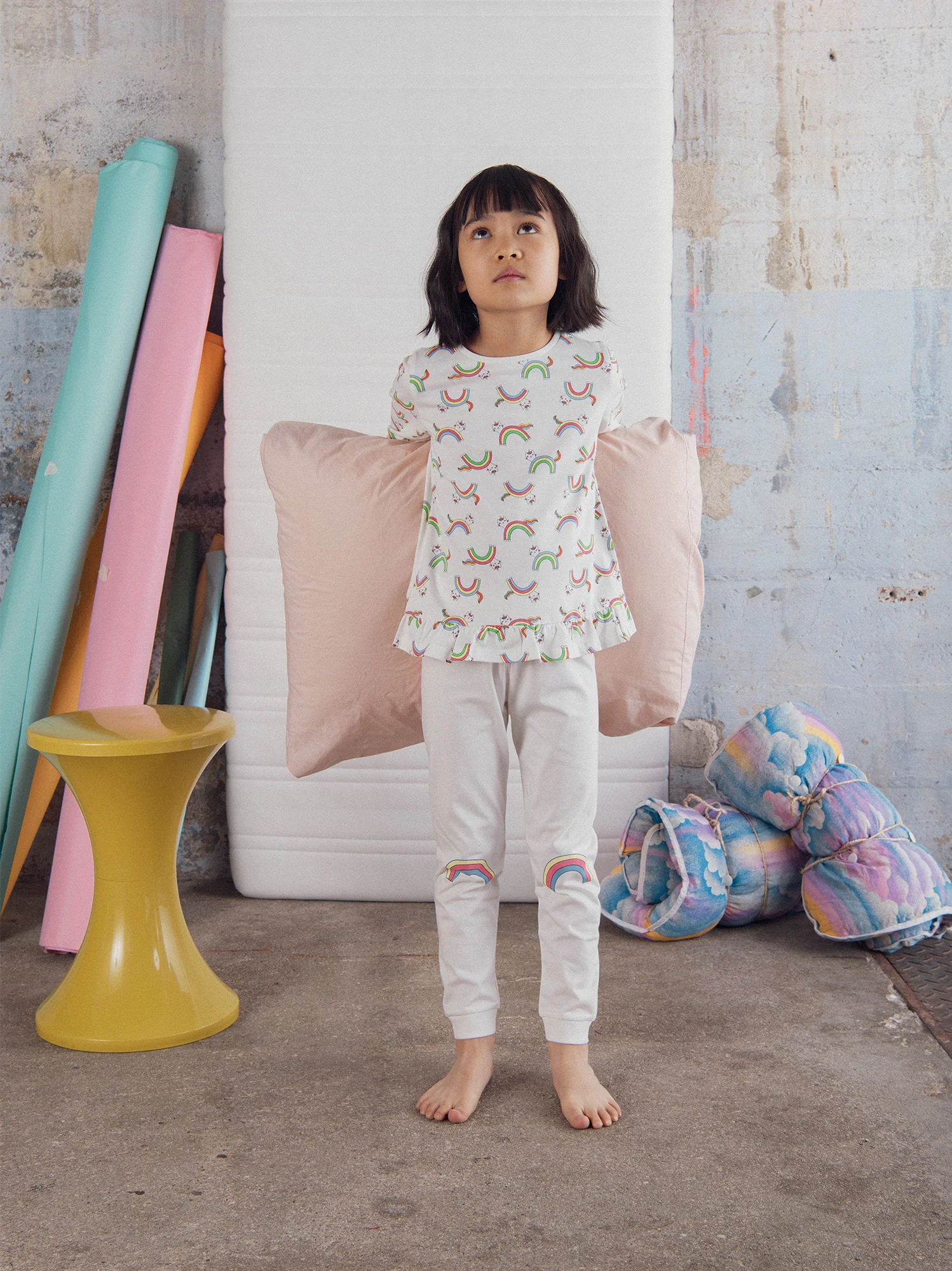 Pyjama long imprimé arc-en-ciel pour enfant fille - Image 3