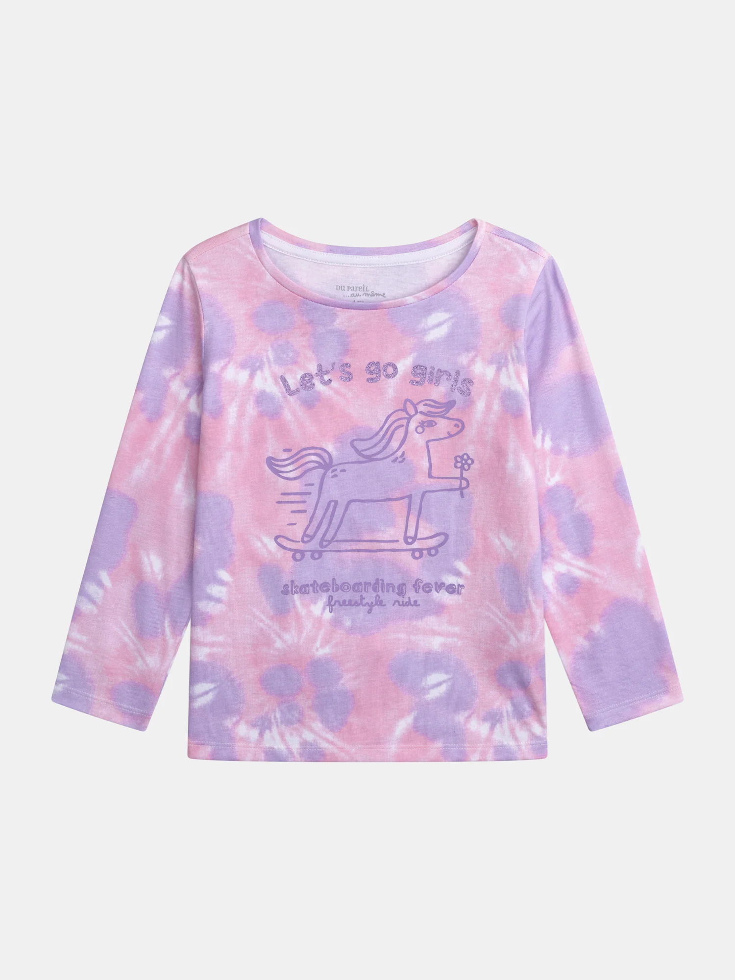 Pyjama tie-dye violet à motif "Poney Skateboarding Fever" pour enfant fille - Image 5