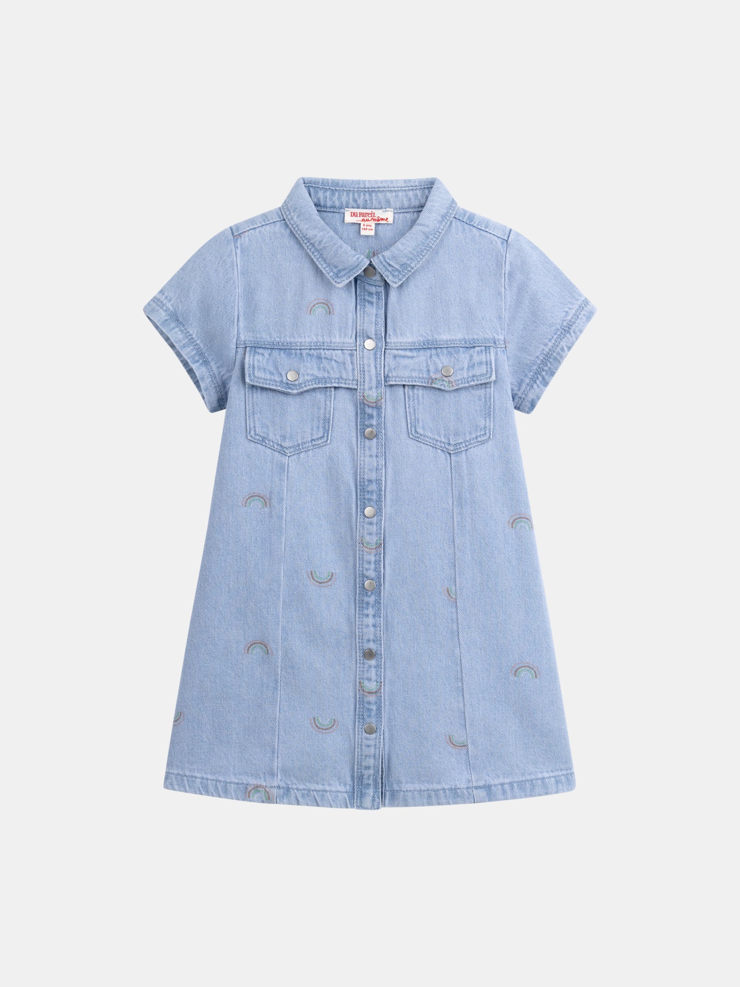 Robe en denim bleu clair et imprimé arc en ciel pour fille