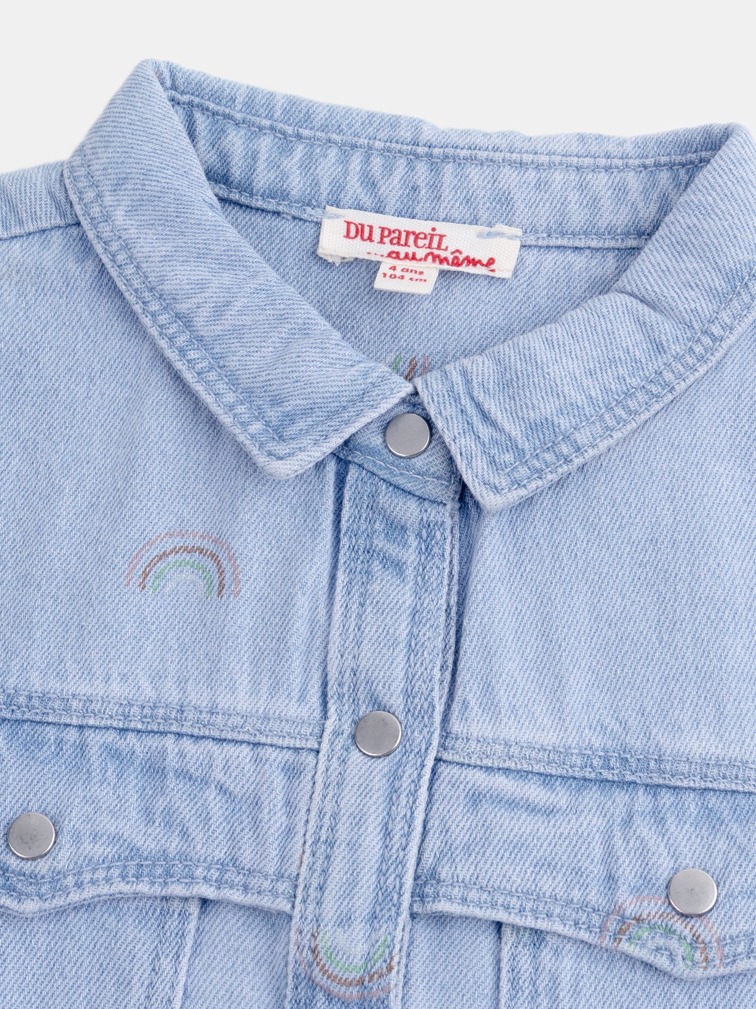 Robe en denim bleu clair et imprimé arc en ciel pour fille - Image 5