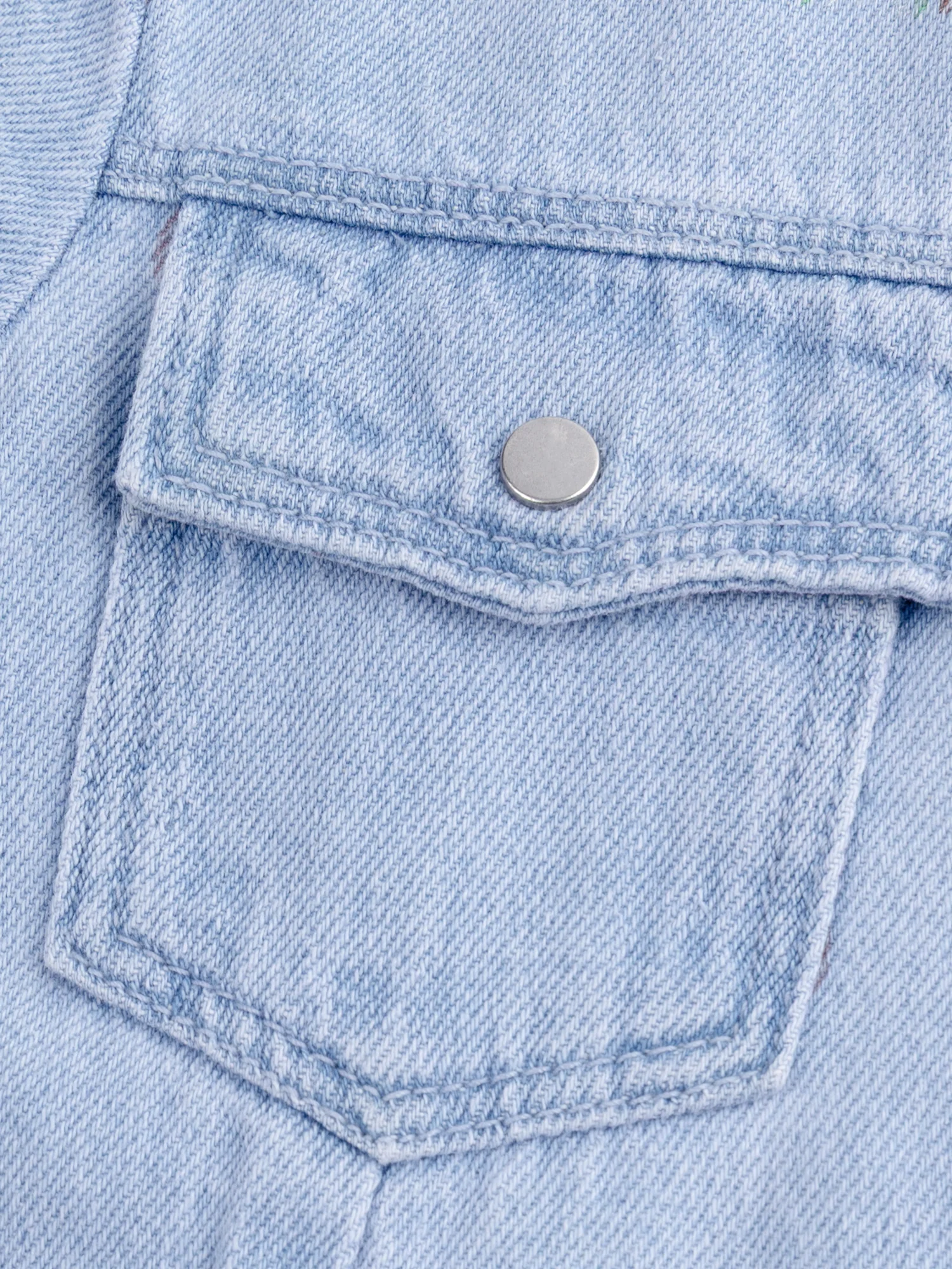 Robe en denim bleu clair et imprimé arc en ciel pour fille - Image 6