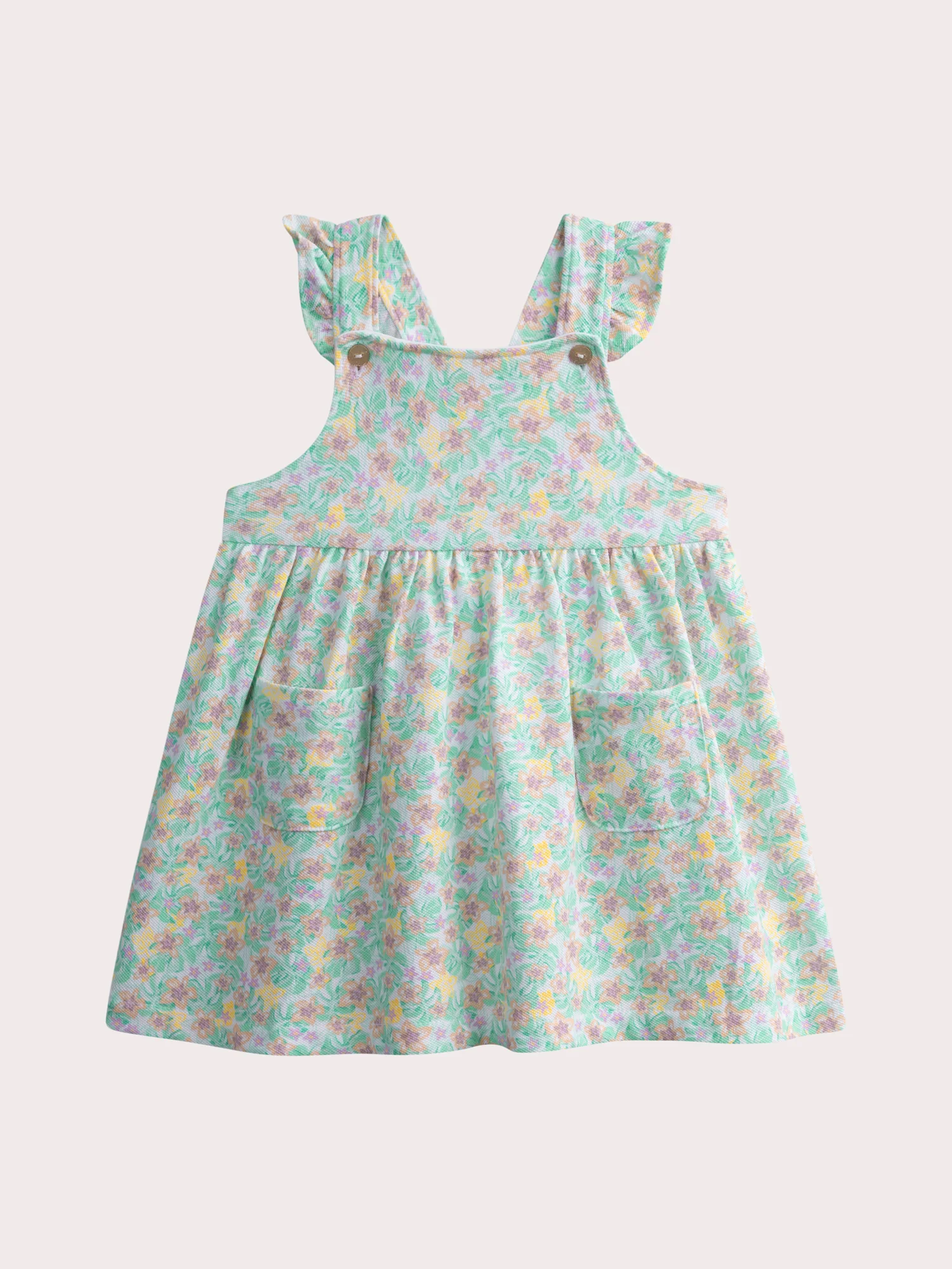 Robe à bretelles fleurs exotiques pour bébé fille