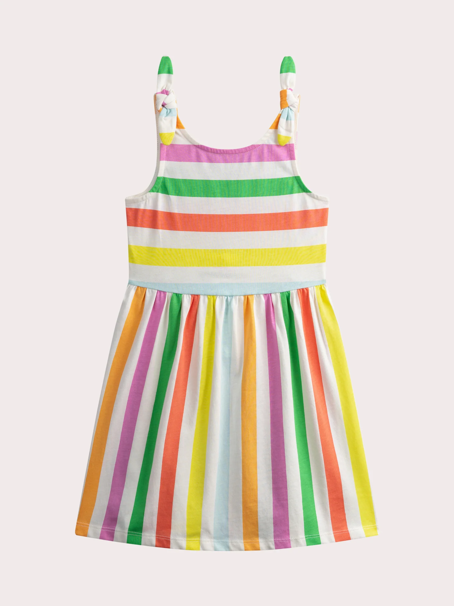 Robe à bretelles nœud à rayures multicolores