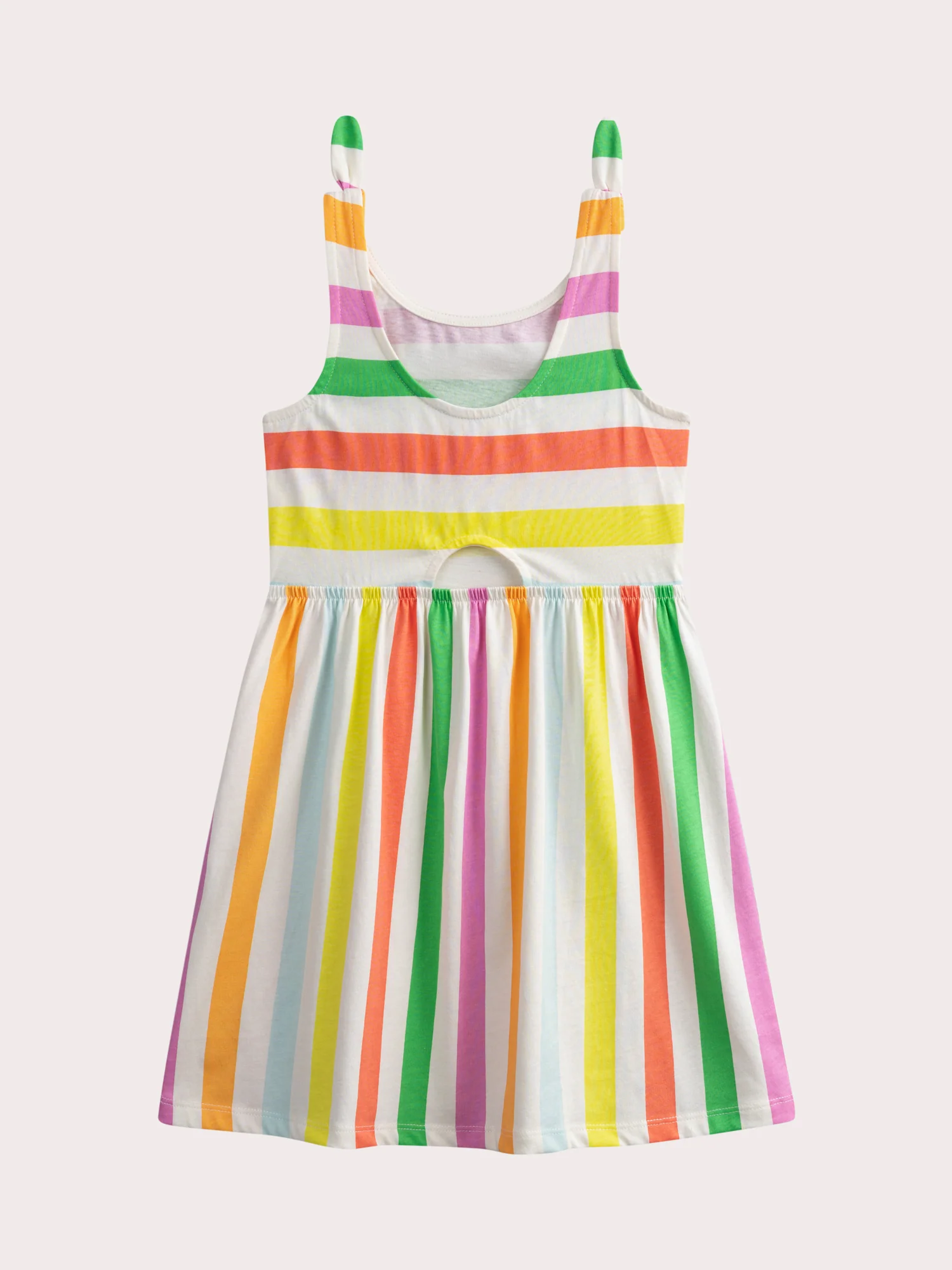 Robe à bretelles nœud à rayures multicolores - Image 3