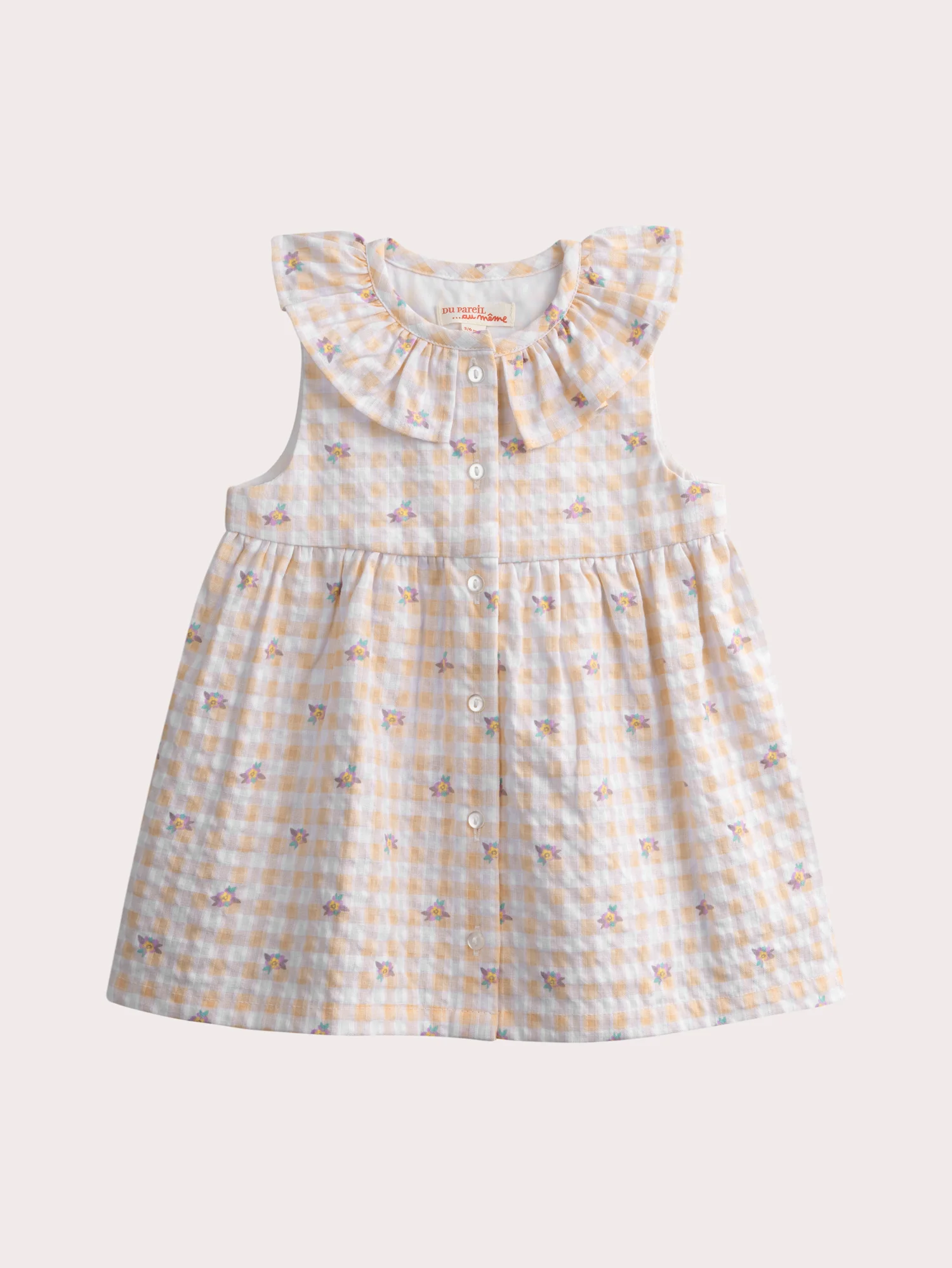 Robe à carreaux fleurit pour bébé fille