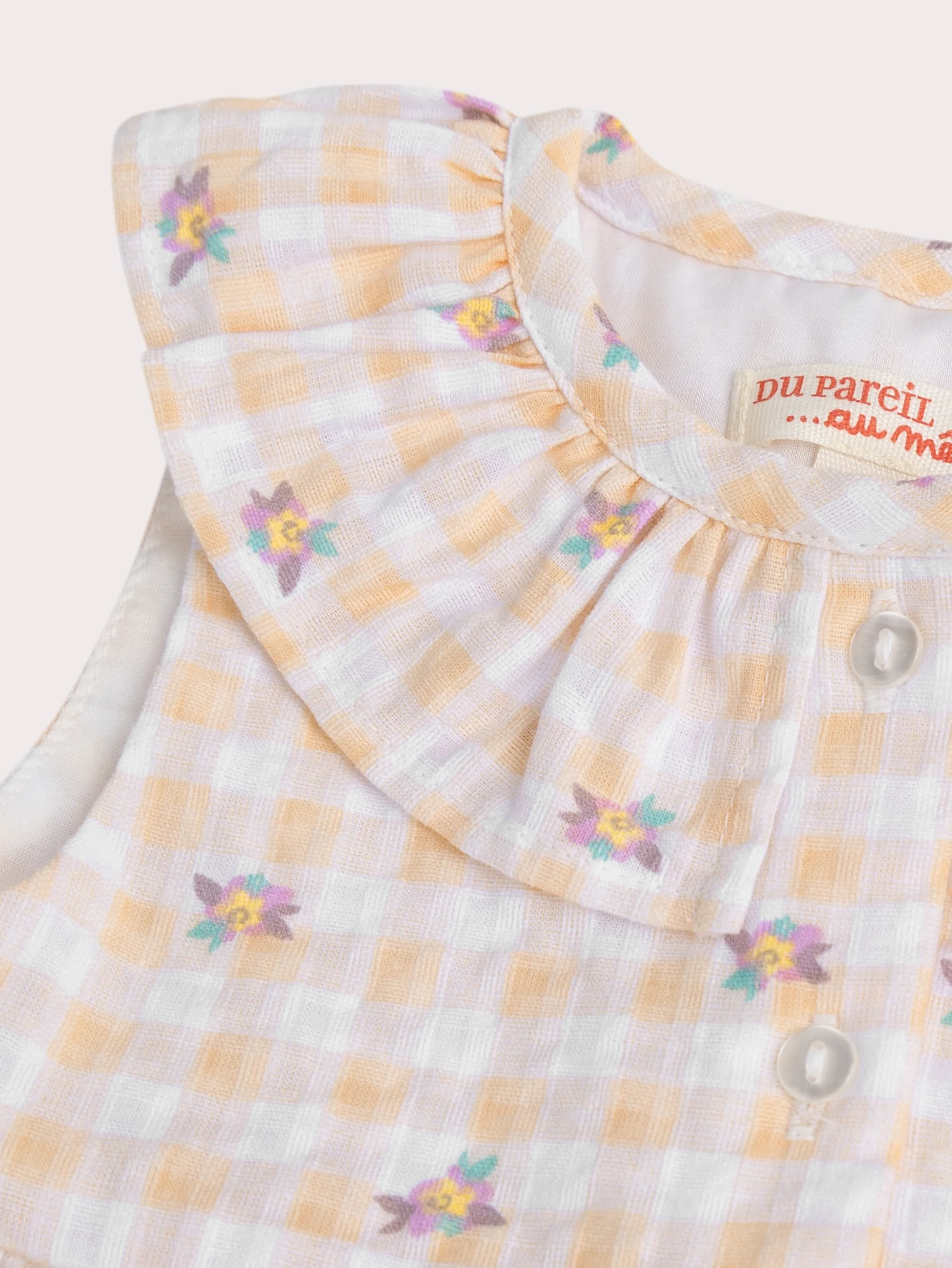 Robe à carreaux fleurit pour bébé fille - Image 2