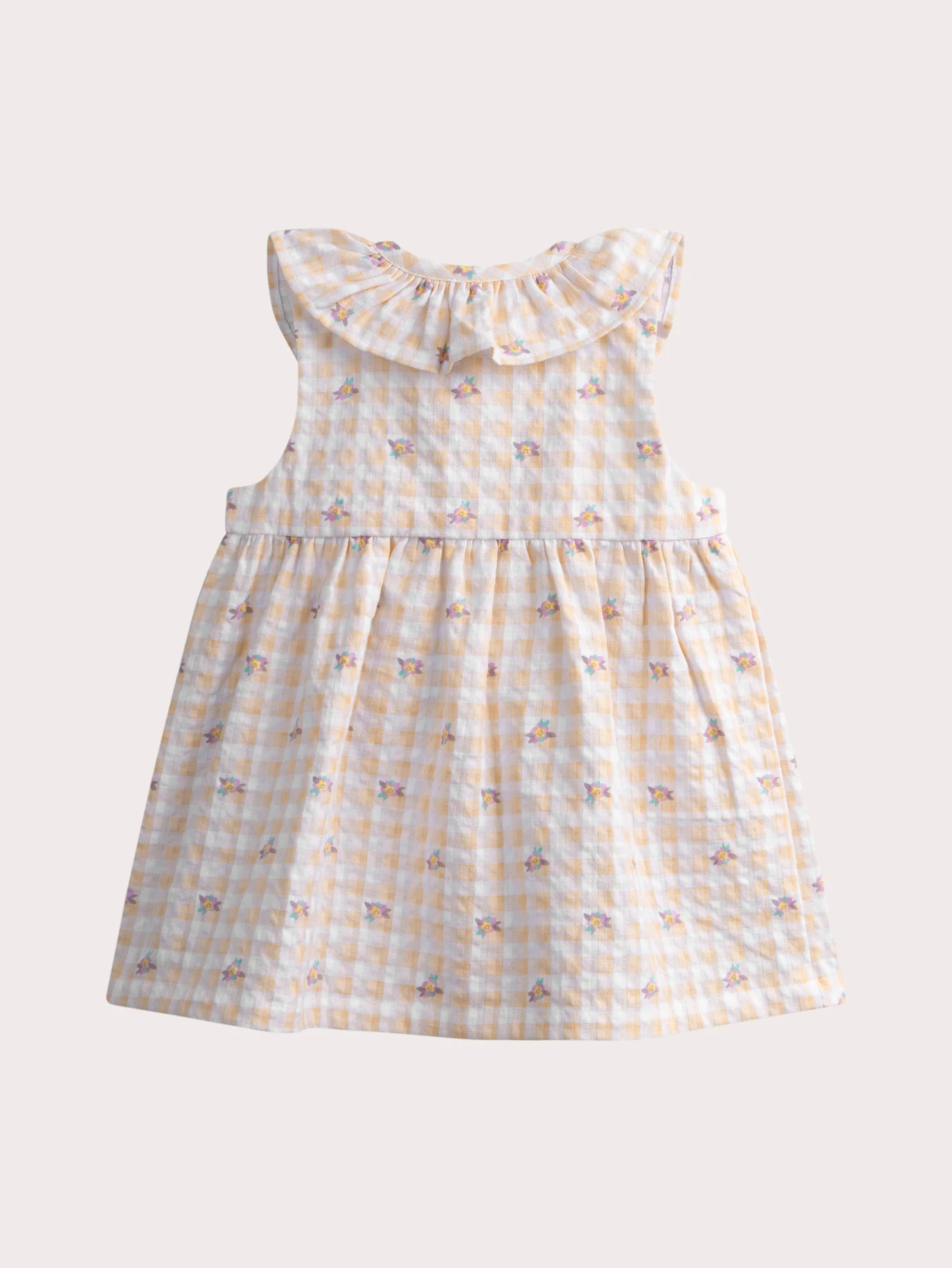 Robe à carreaux fleurit pour bébé fille - Image 3