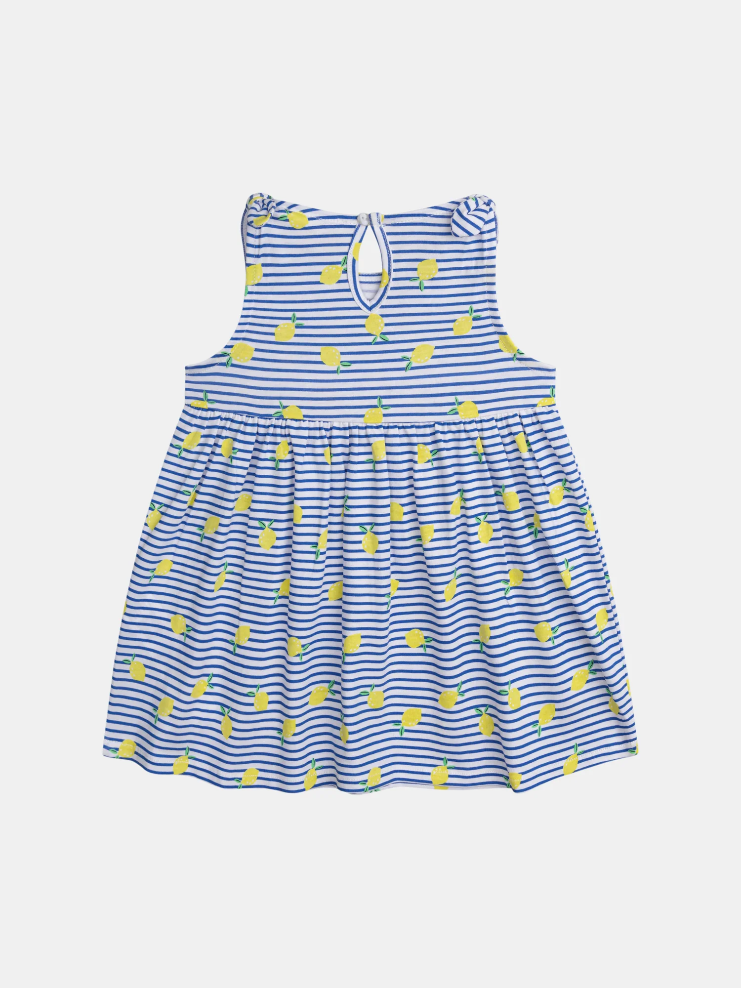 Robe bleu et blanc rayée à imprimé citrons Bleu et blanc pour bébé fille - Image 3