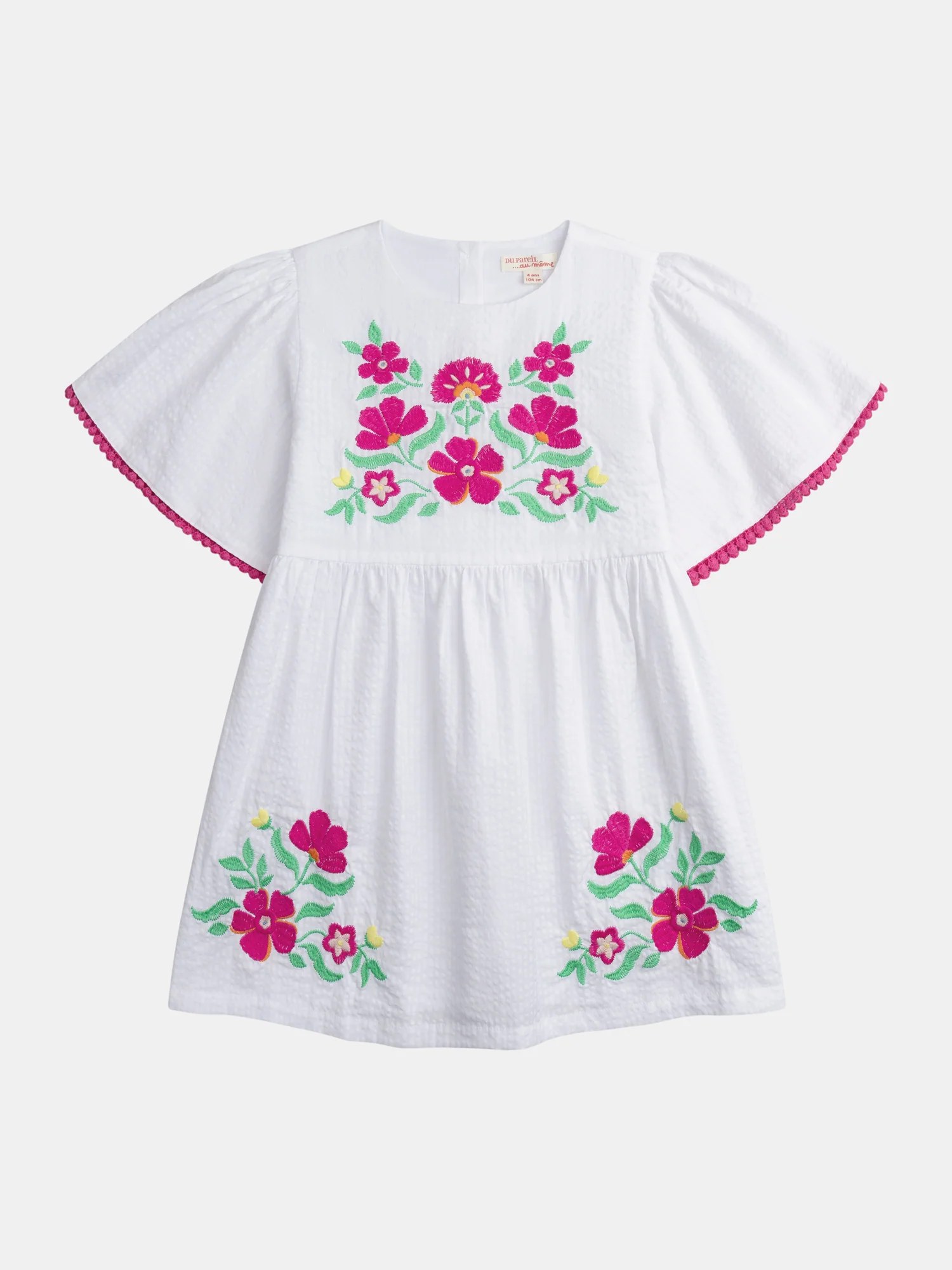 Robe blanche à broderies florales pour fille