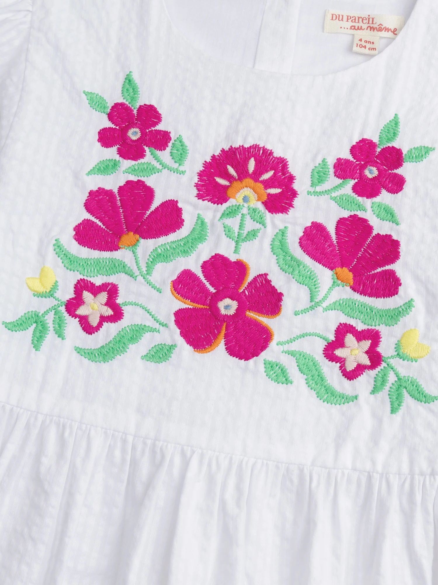 Robe blanche à broderies florales pour fille - Image 5